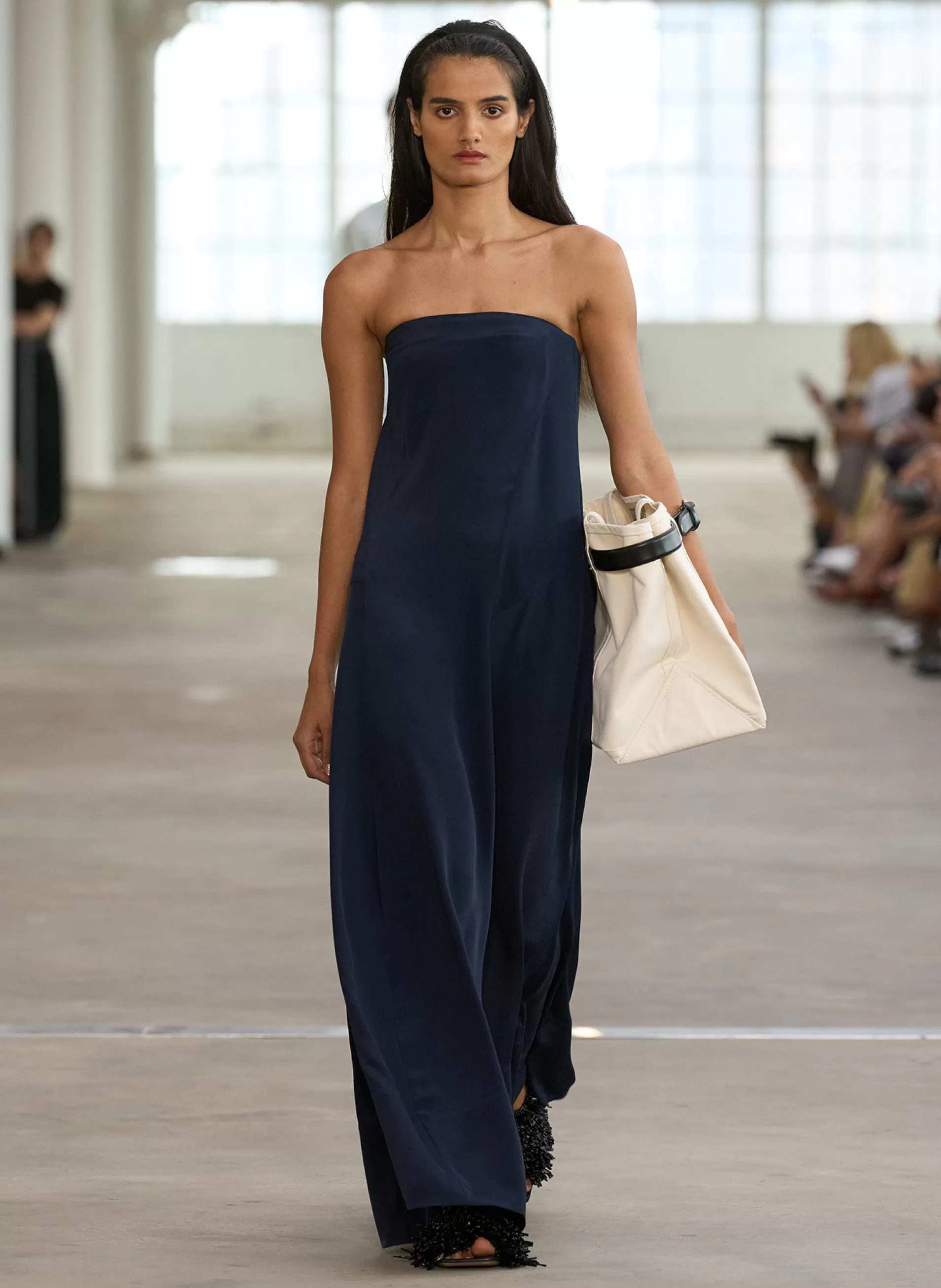 Hot Tibi 4-Ply Silk Strapless Sculpted Dress Dark Navy