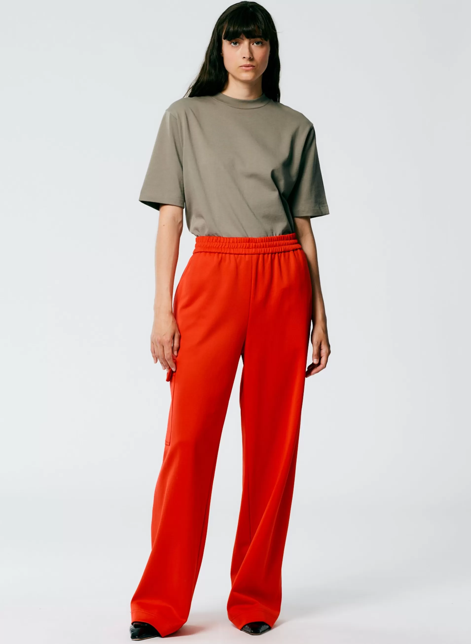 Shop Tibi Active Knit Wide Leg Pull On Pant Red