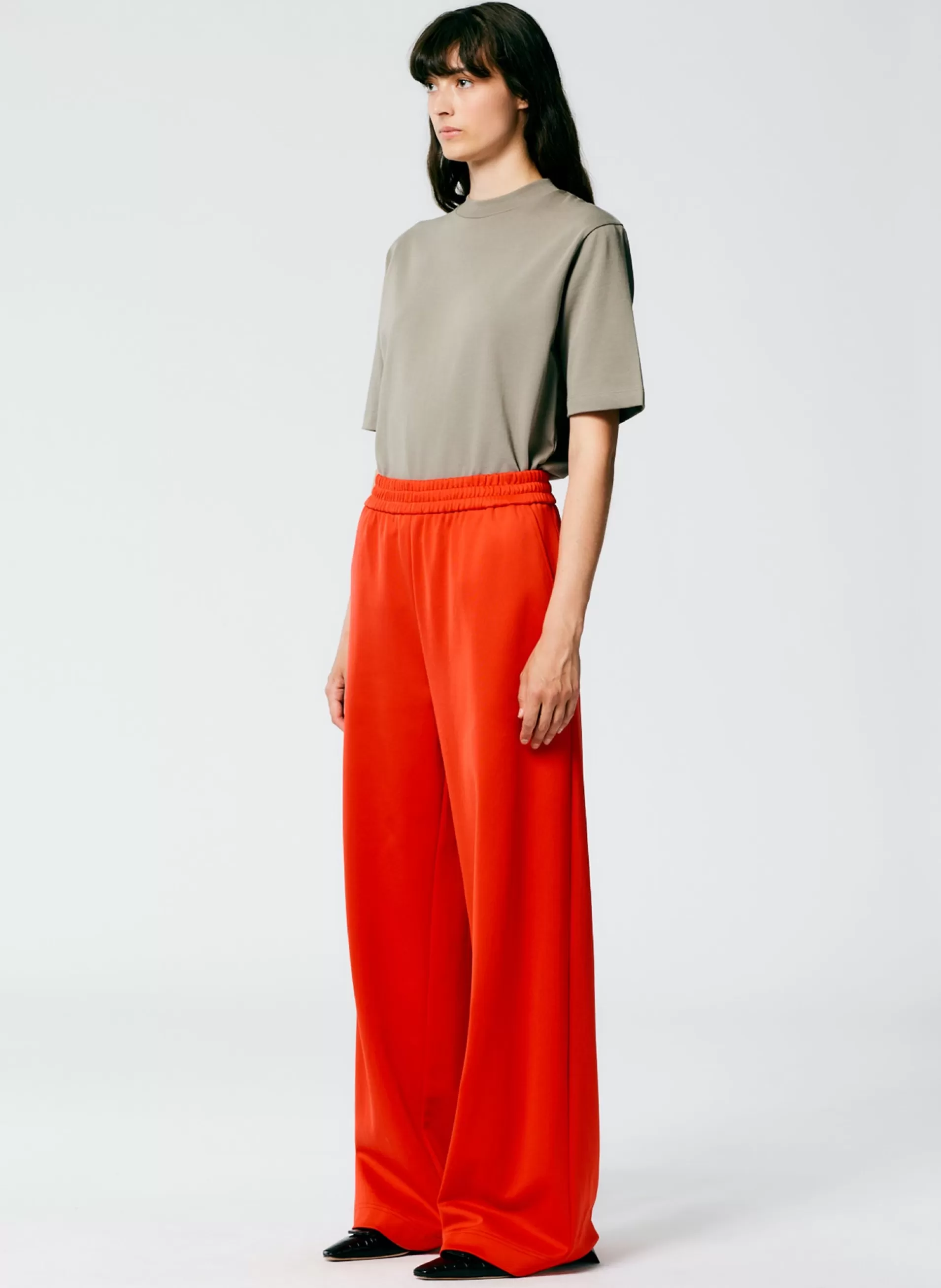 Shop Tibi Active Knit Wide Leg Pull On Pant Red