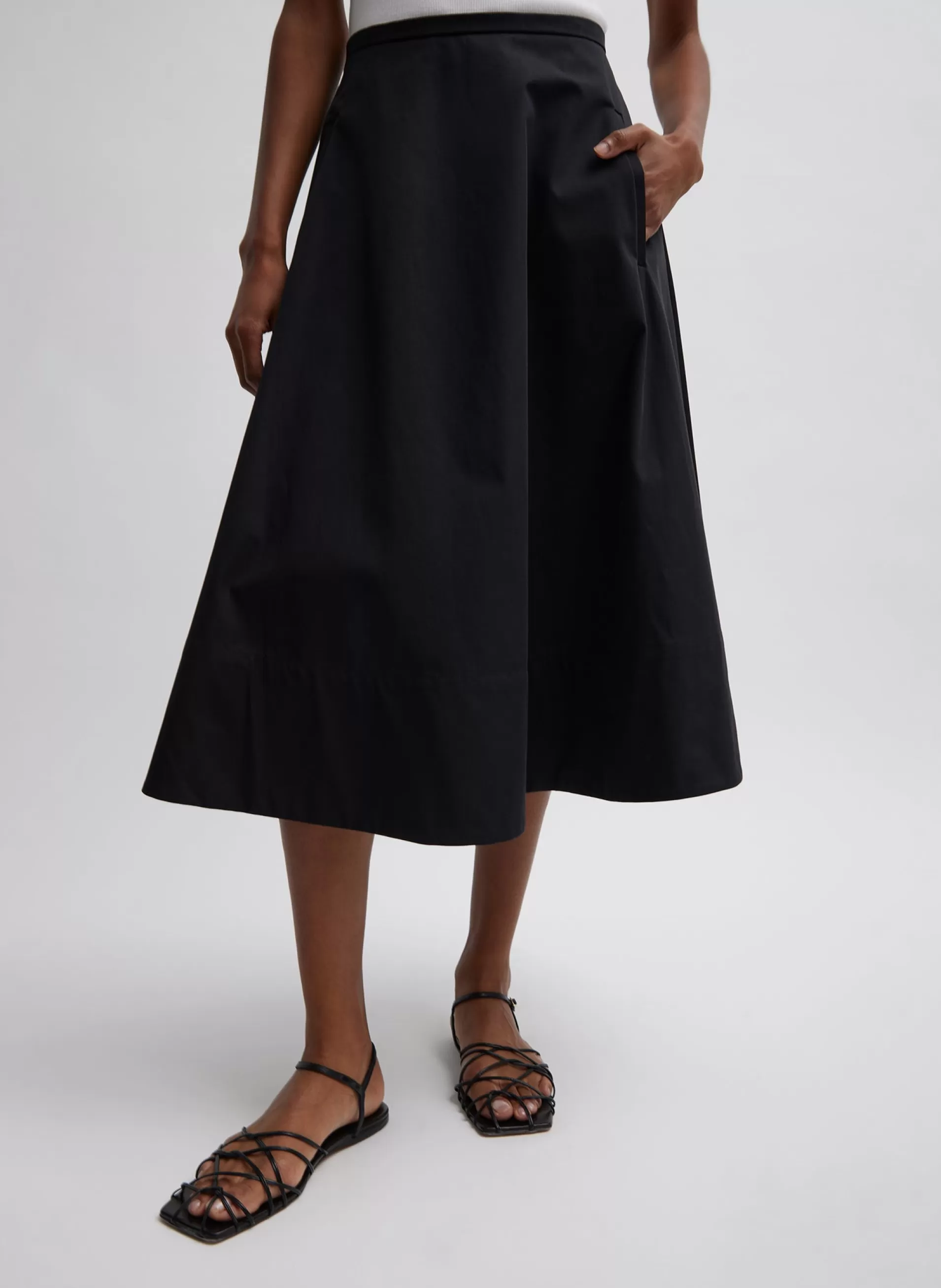 Best Sale Tibi Bonded Luxe Twill Circle Skirt Black