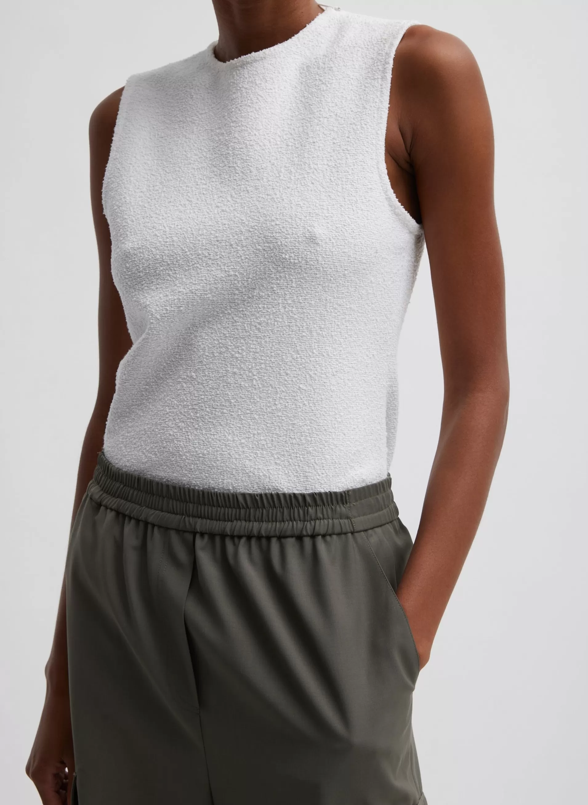 Discount Tibi Boucle Knit Sleeveless Top White