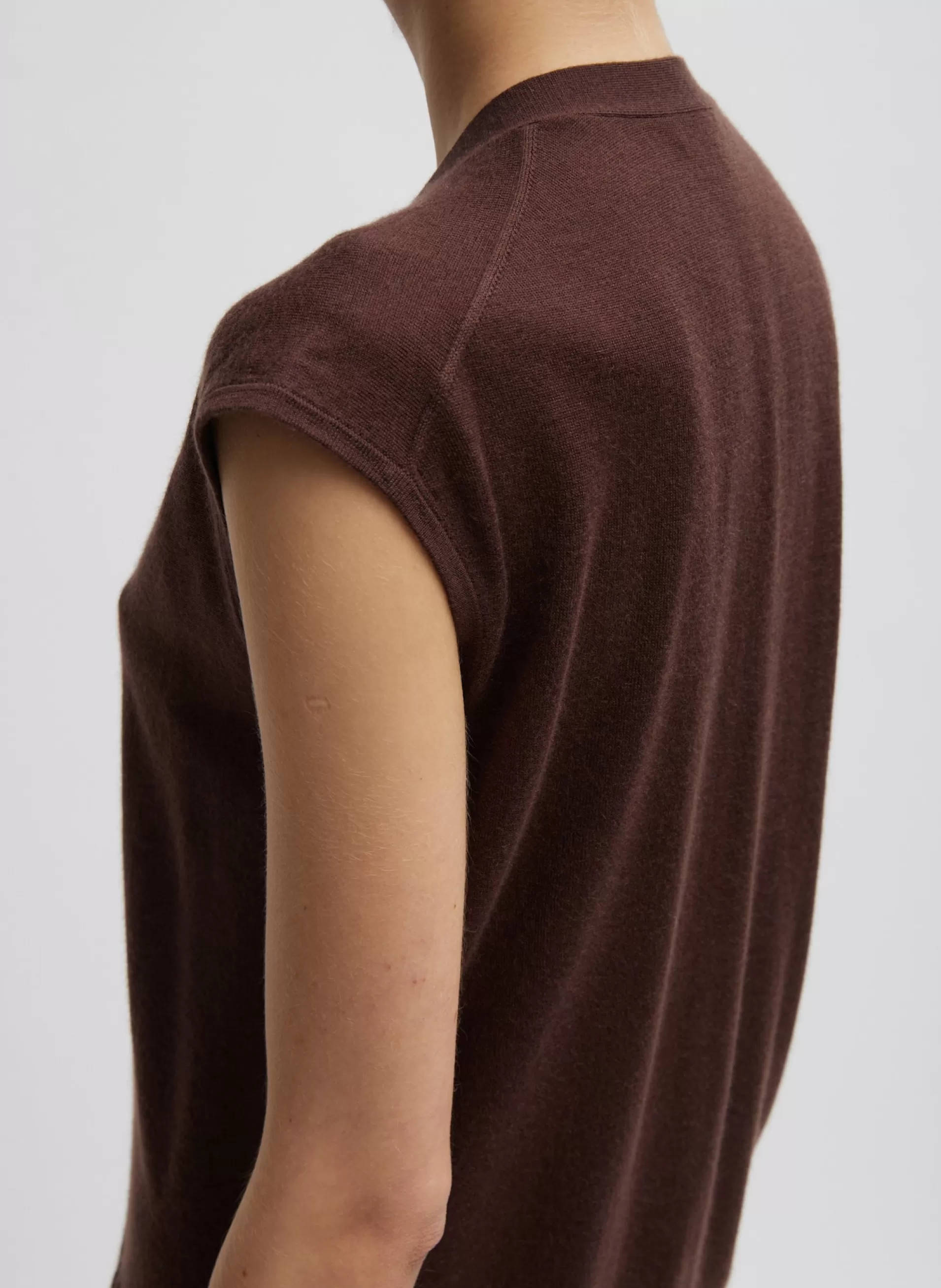 Shop Tibi Cashmere Silk Blend Sleeveless Button Down Sweater Hickory