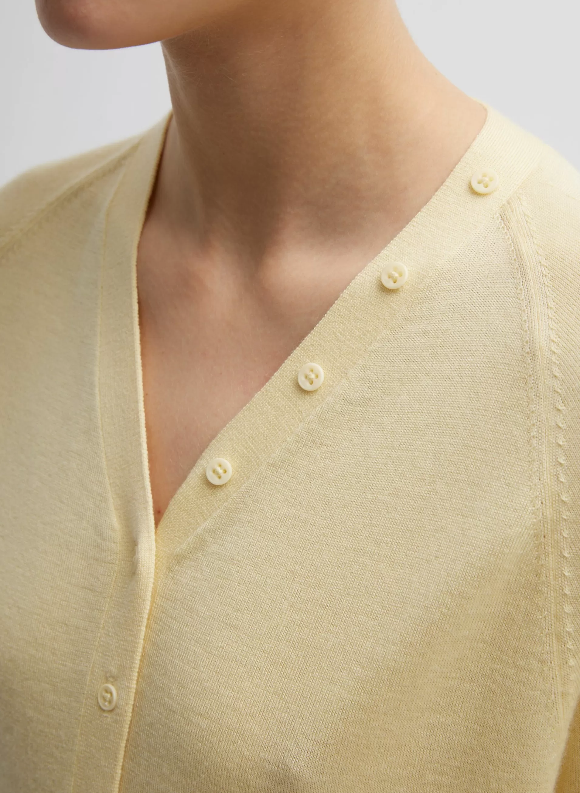 Store Tibi Cashmere Silk Blend Slim Cardigan Lemon Ice