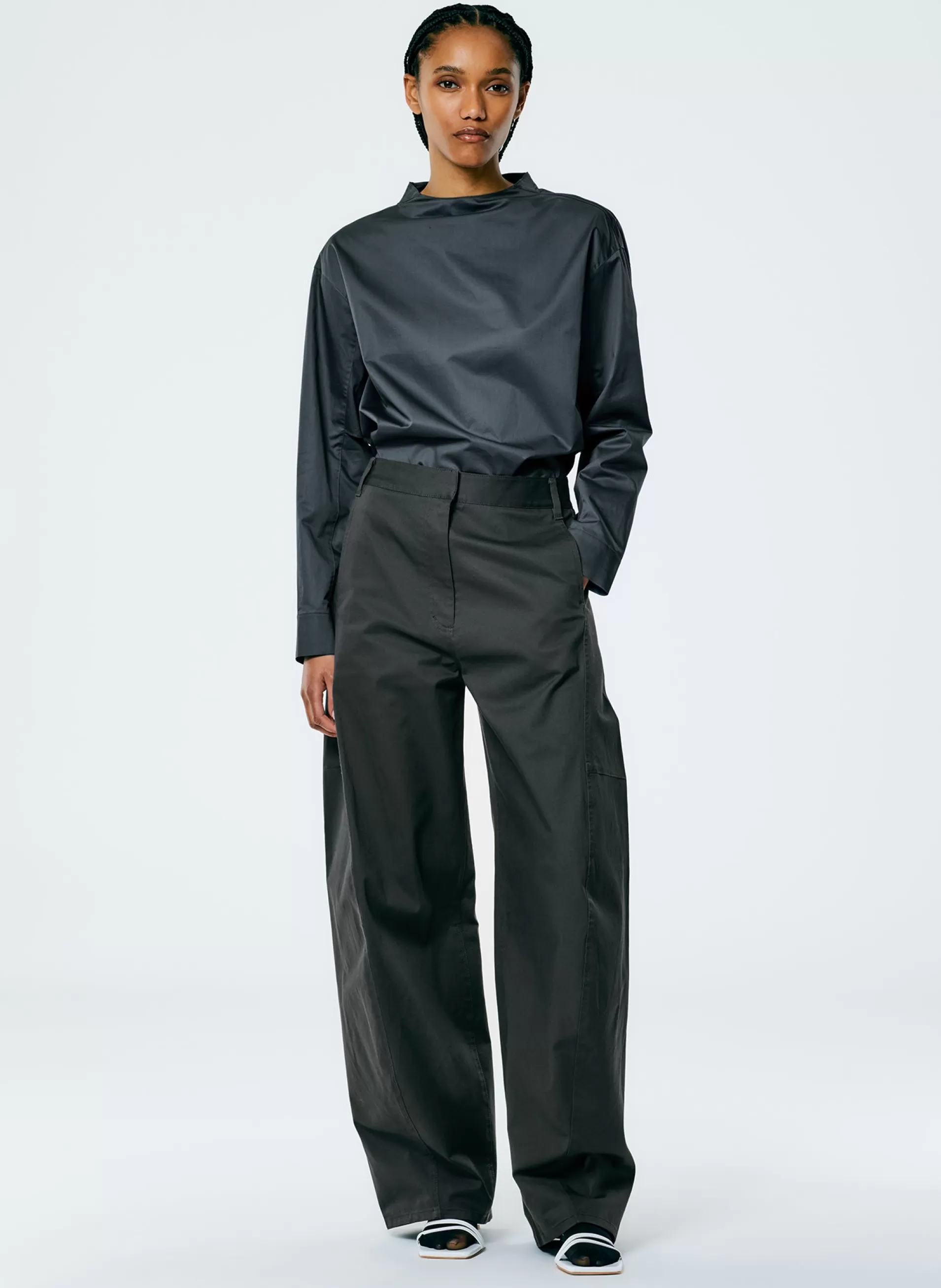 Online Tibi Chino Sid Pant - Petite Grey