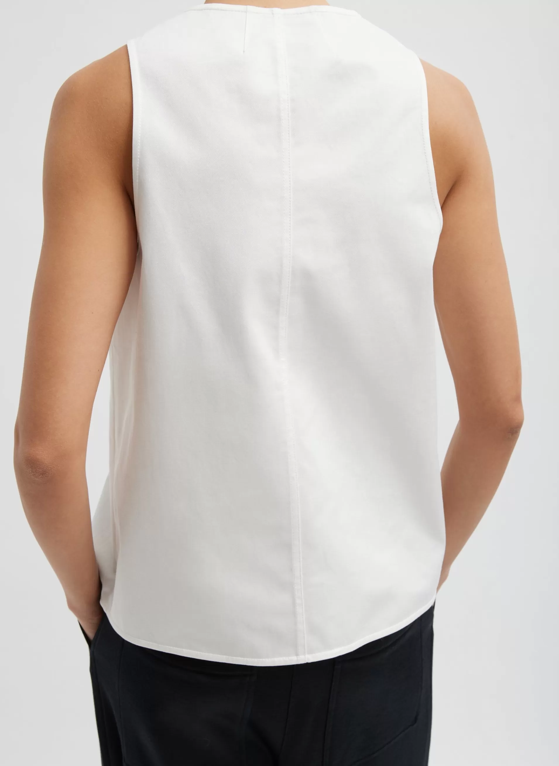 Cheap Tibi Chino Slit Front Sleeveless Top White