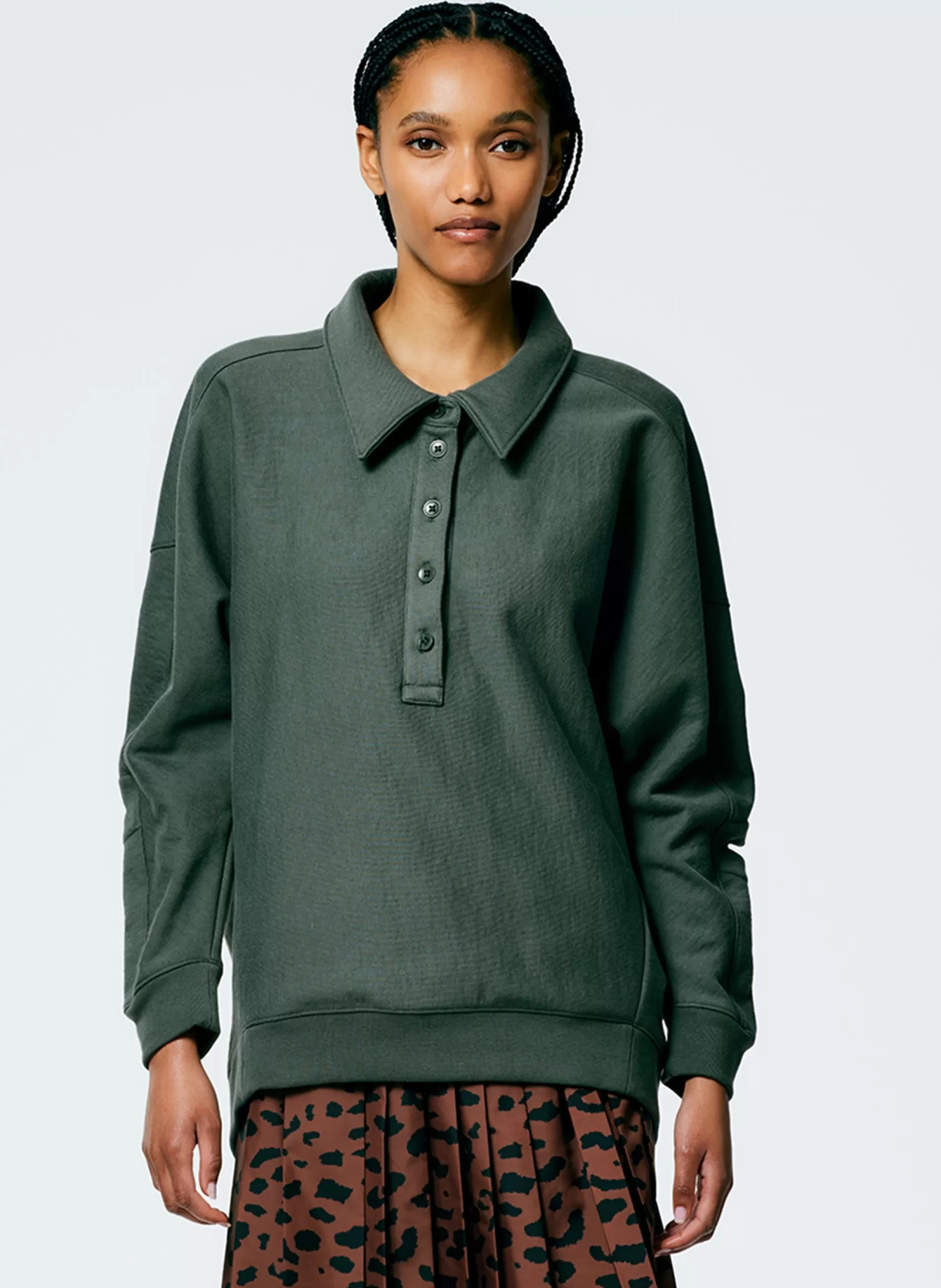 Fashion Tibi Cocoon Crewneck Sweatshirt Grey Pine