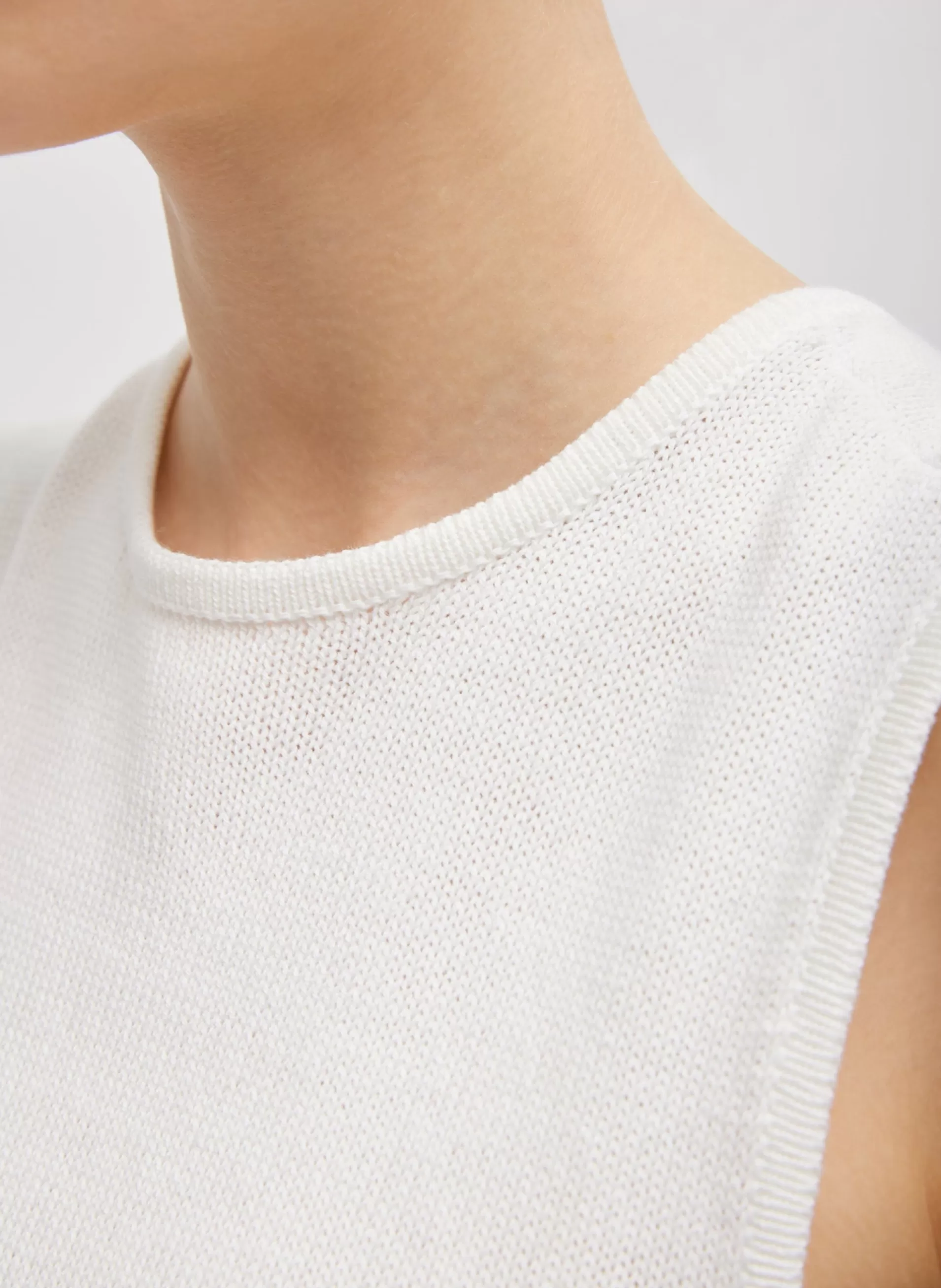 Outlet Tibi Cotton Criss Cross Sleeveless Sweater White