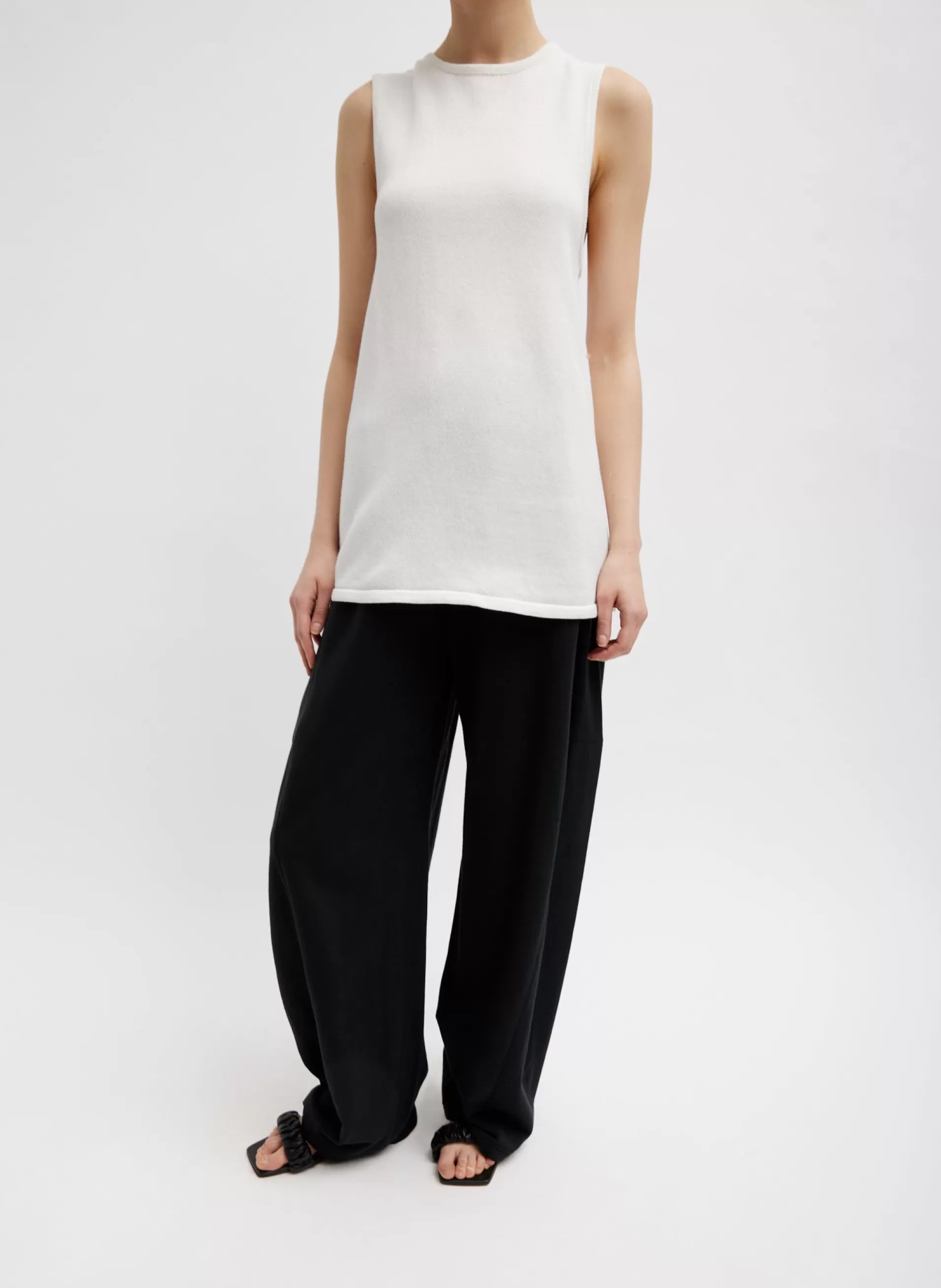 Outlet Tibi Cotton Criss Cross Sleeveless Sweater White