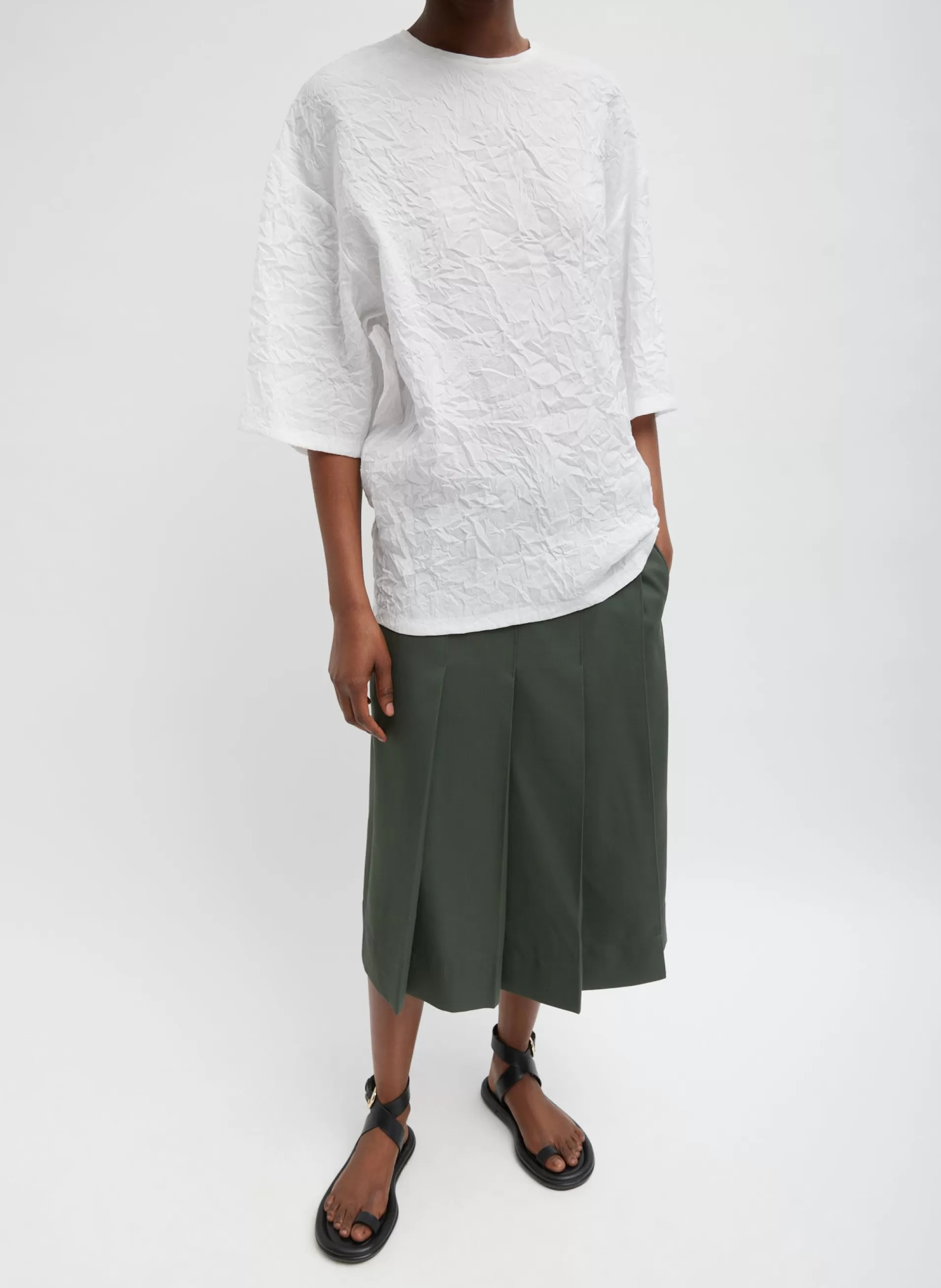 Store Tibi Crinkle Shirting Easy T-Shirt White