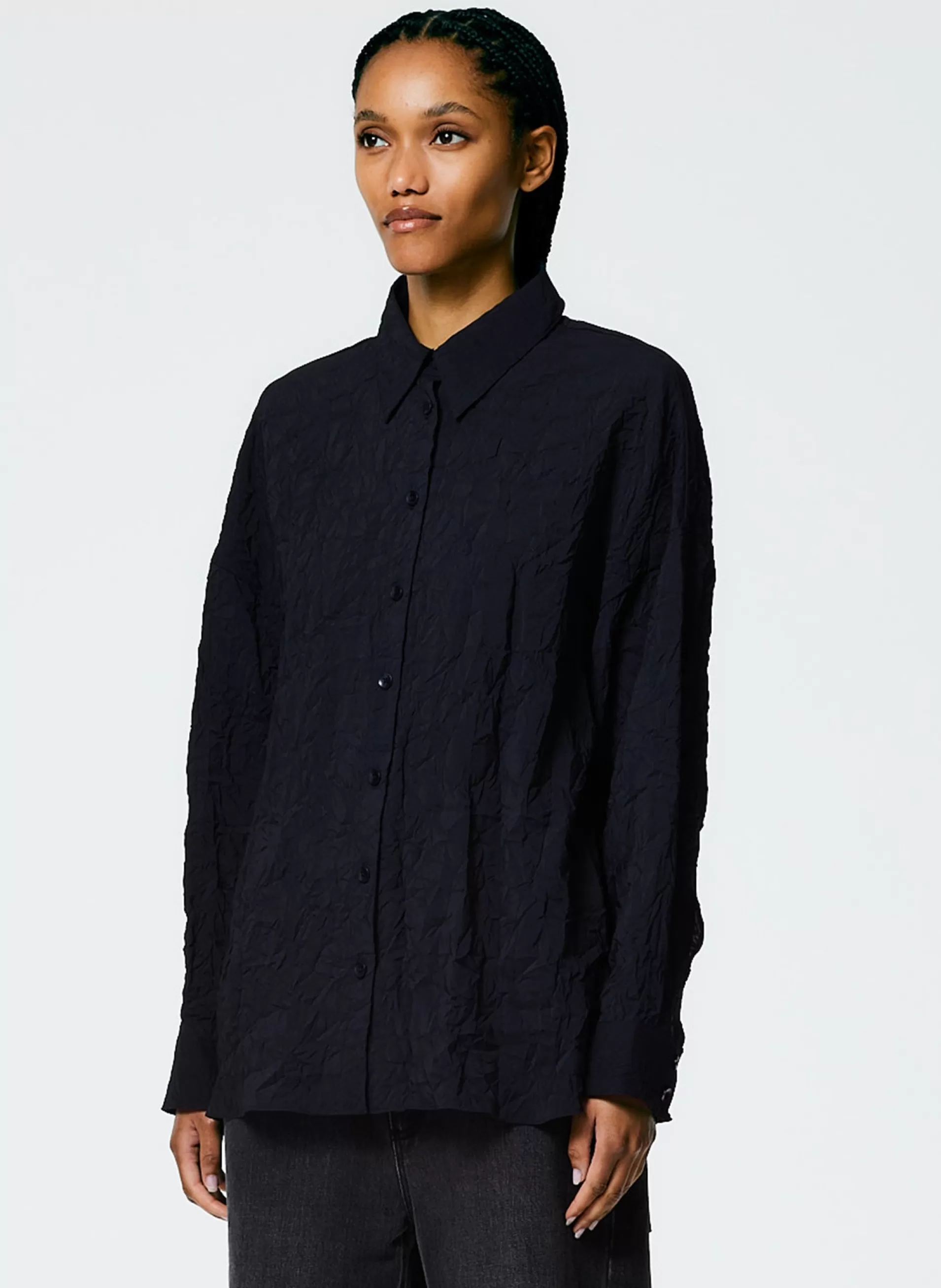 Best Sale Tibi Crinkle Shirting Oversized Shirt Midnight Navy