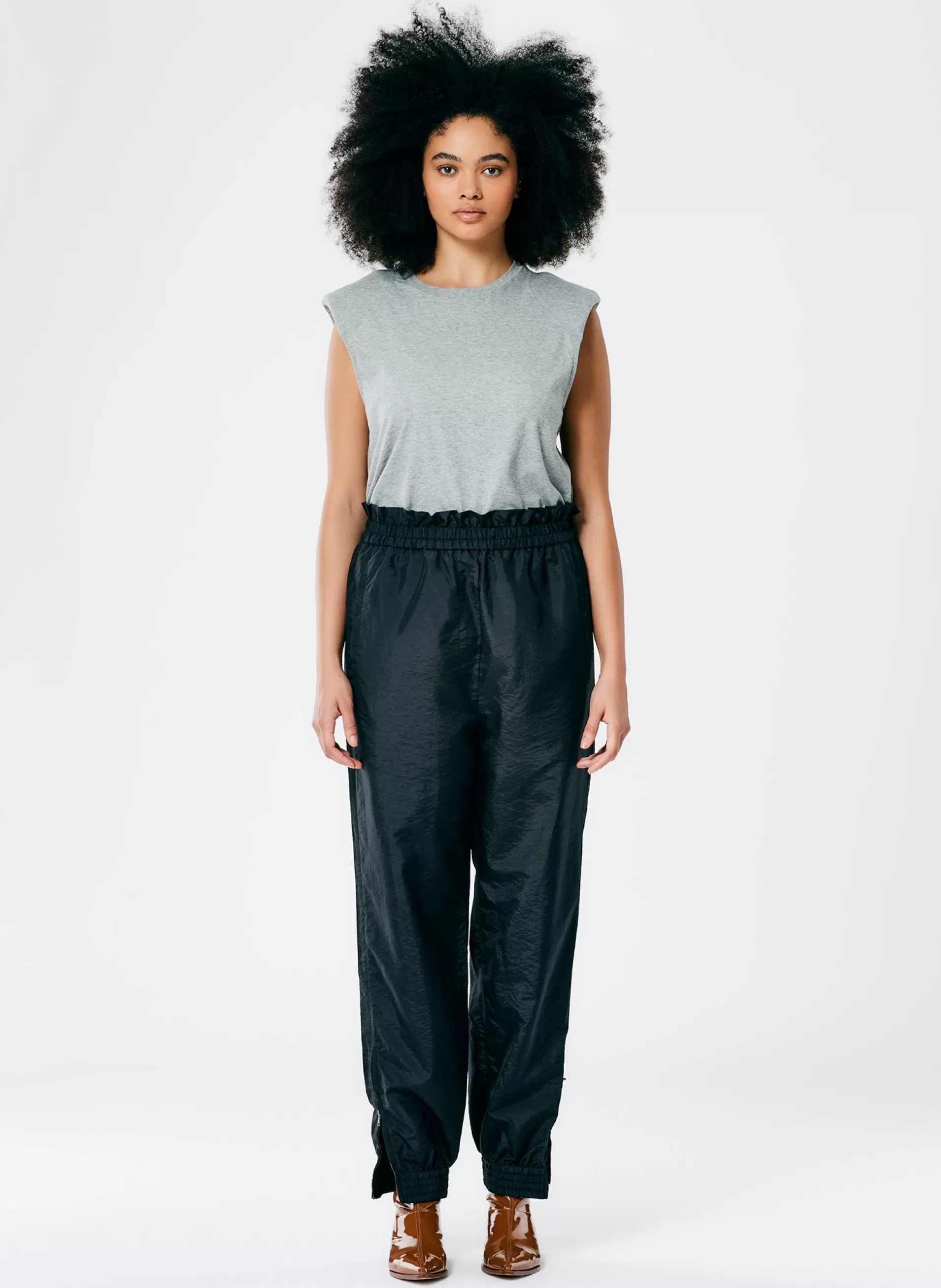 Cheap Tibi Crispy Nylon Paper Bag Felix Jogger Black