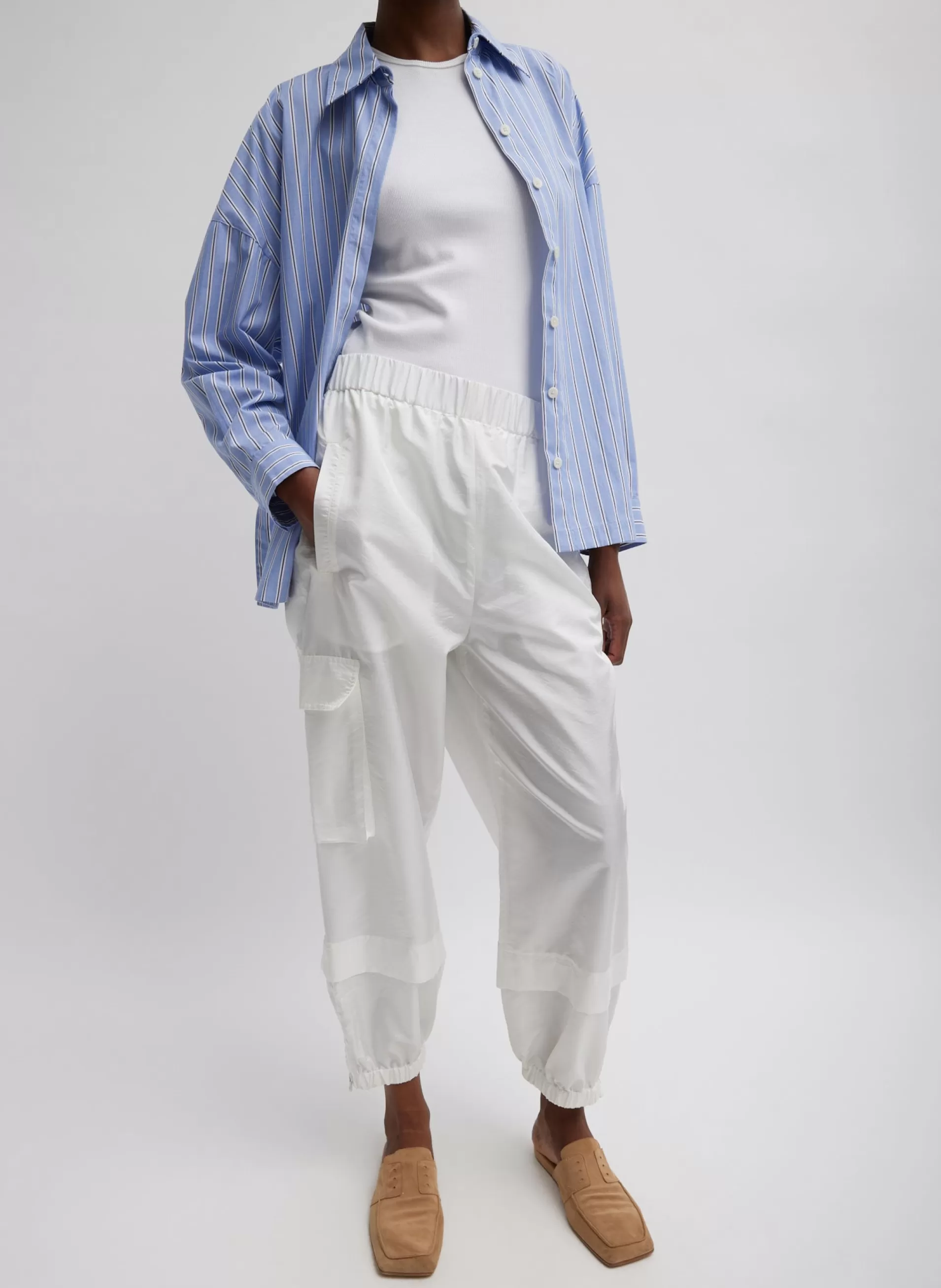 Fashion Tibi Crispy Nylon Wilt Pull On Jogger White