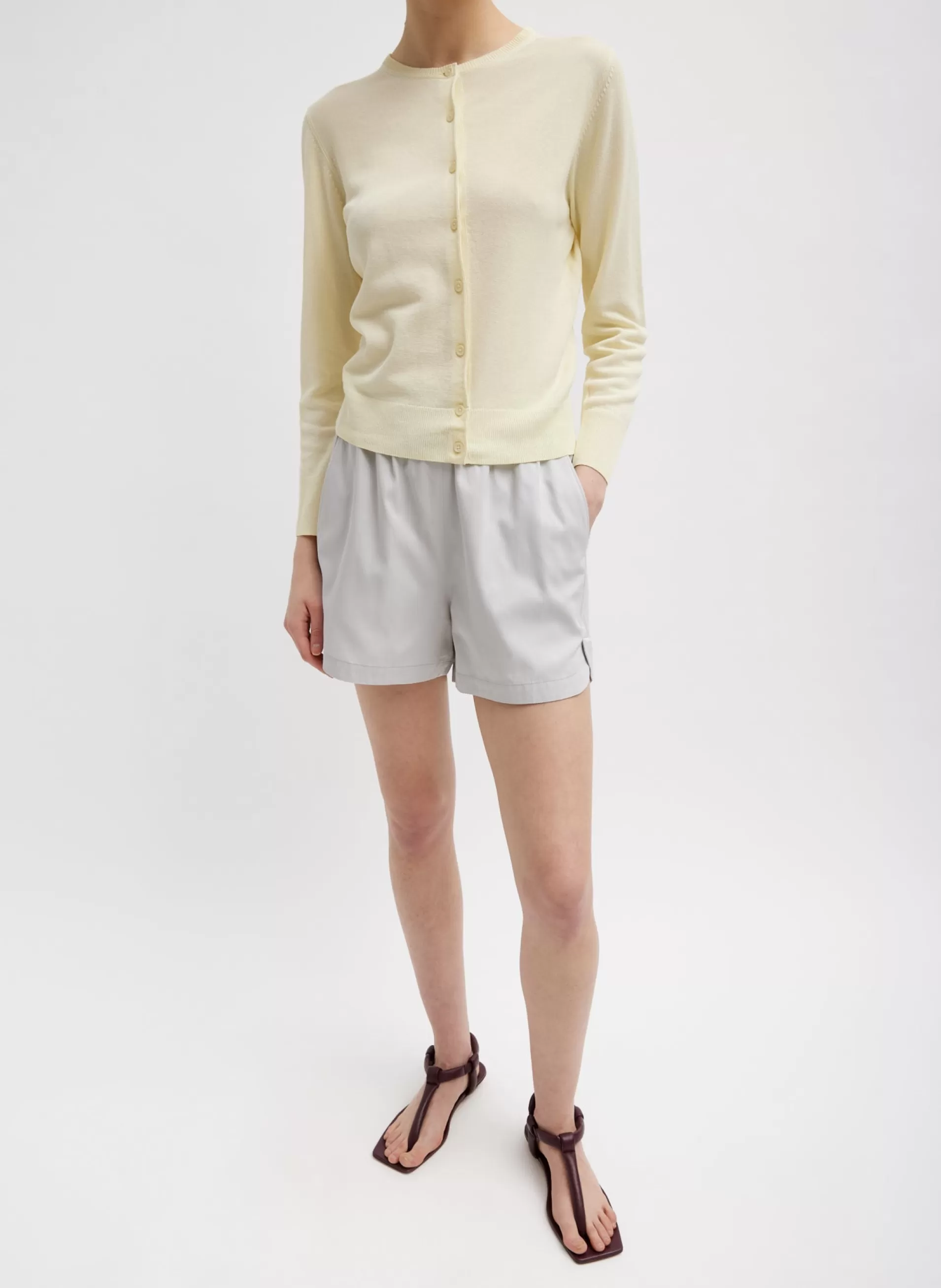 Sale Tibi Crispy Sweater Shrunken Cardigan Butter