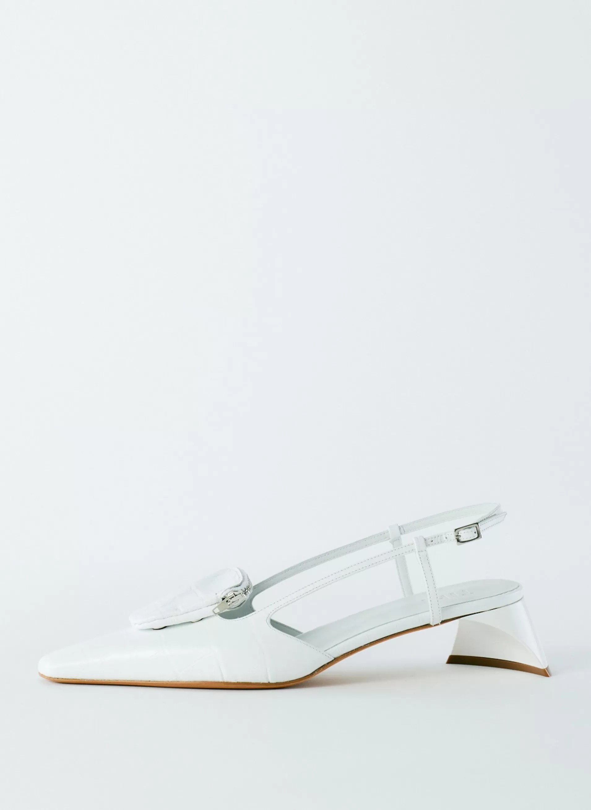 Fashion Tibi Croc Print Victor Slingback White