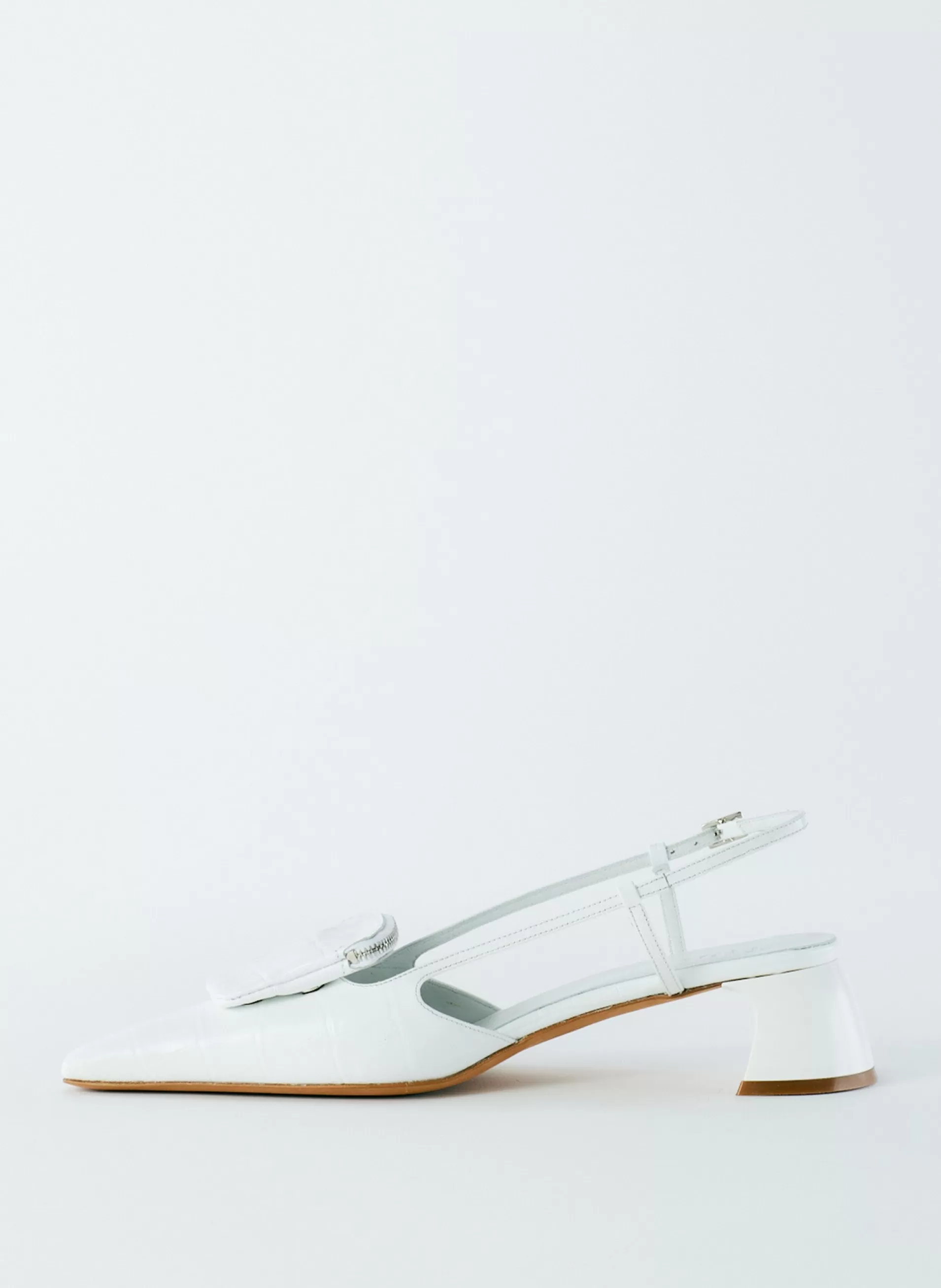 Fashion Tibi Croc Print Victor Slingback White