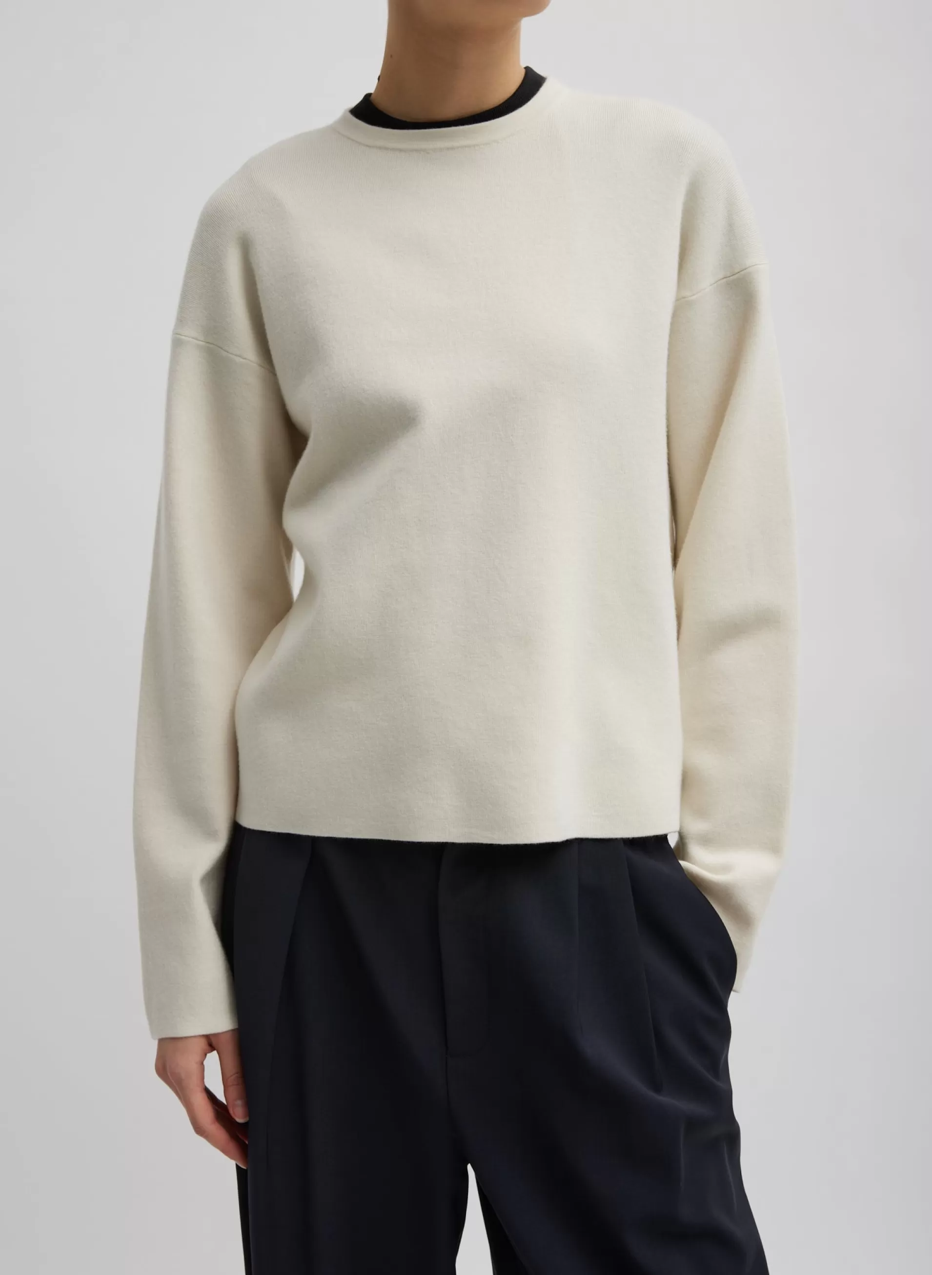 Sale Tibi Double Faced Cashmere Oversized Easy Sweater Cream