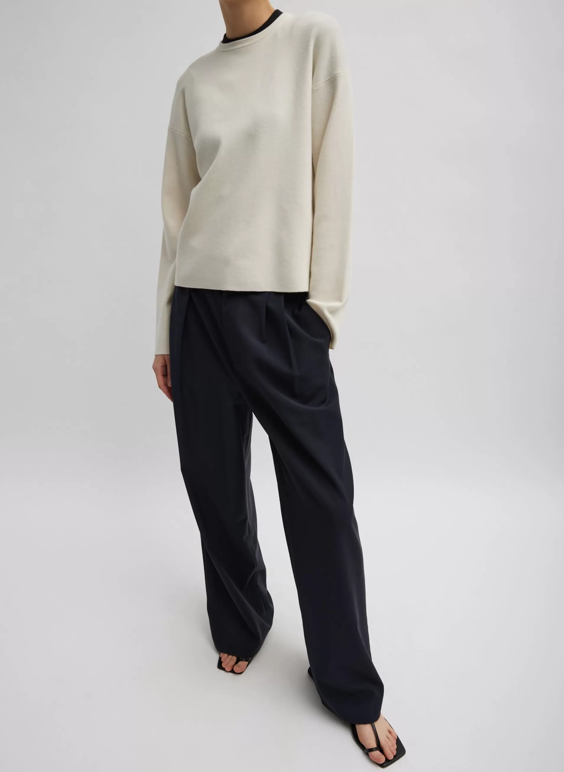 Sale Tibi Double Faced Cashmere Oversized Easy Sweater Cream