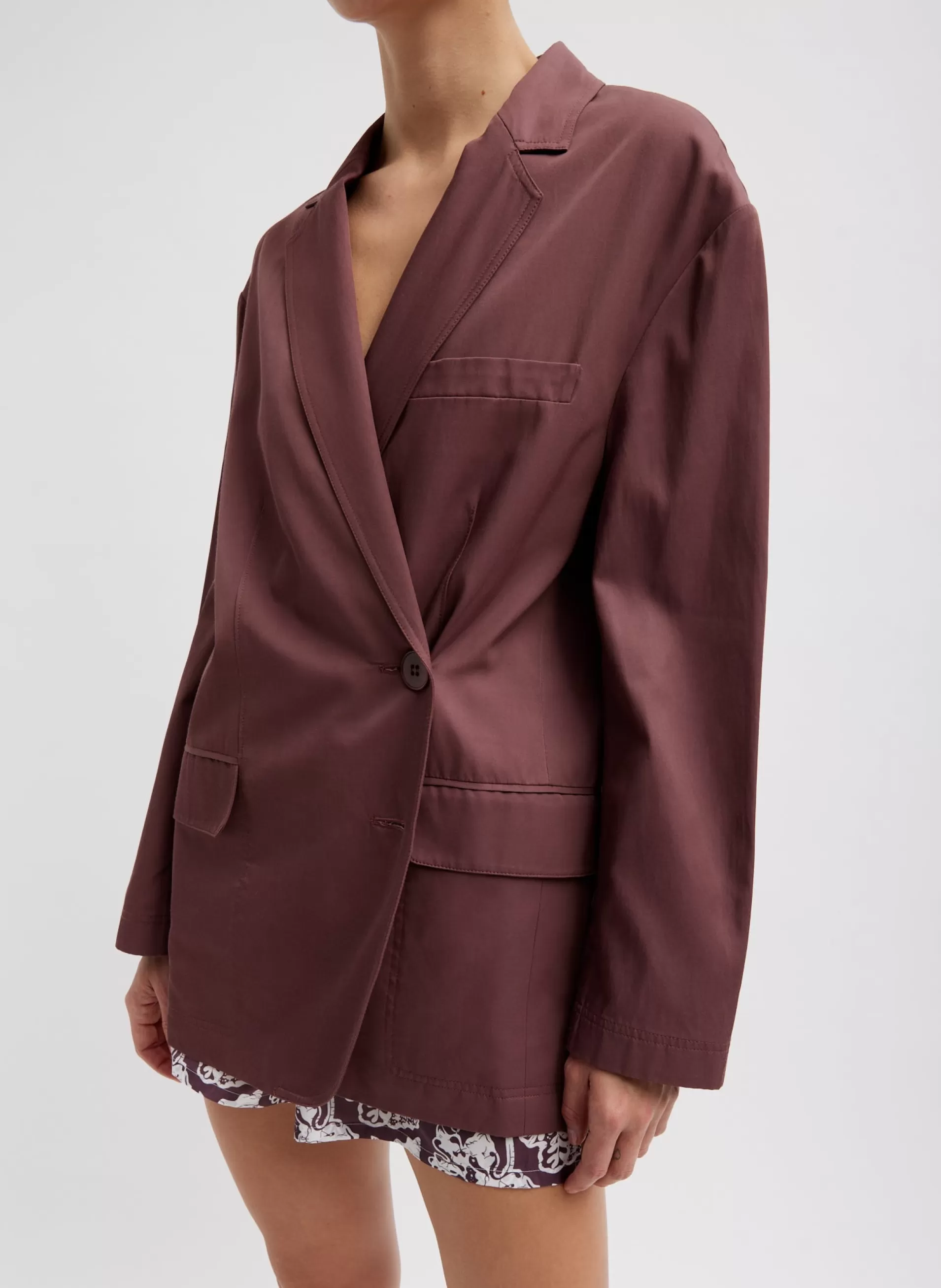 Cheap Tibi Drapey Suiting Liam Blazer Cinnamon