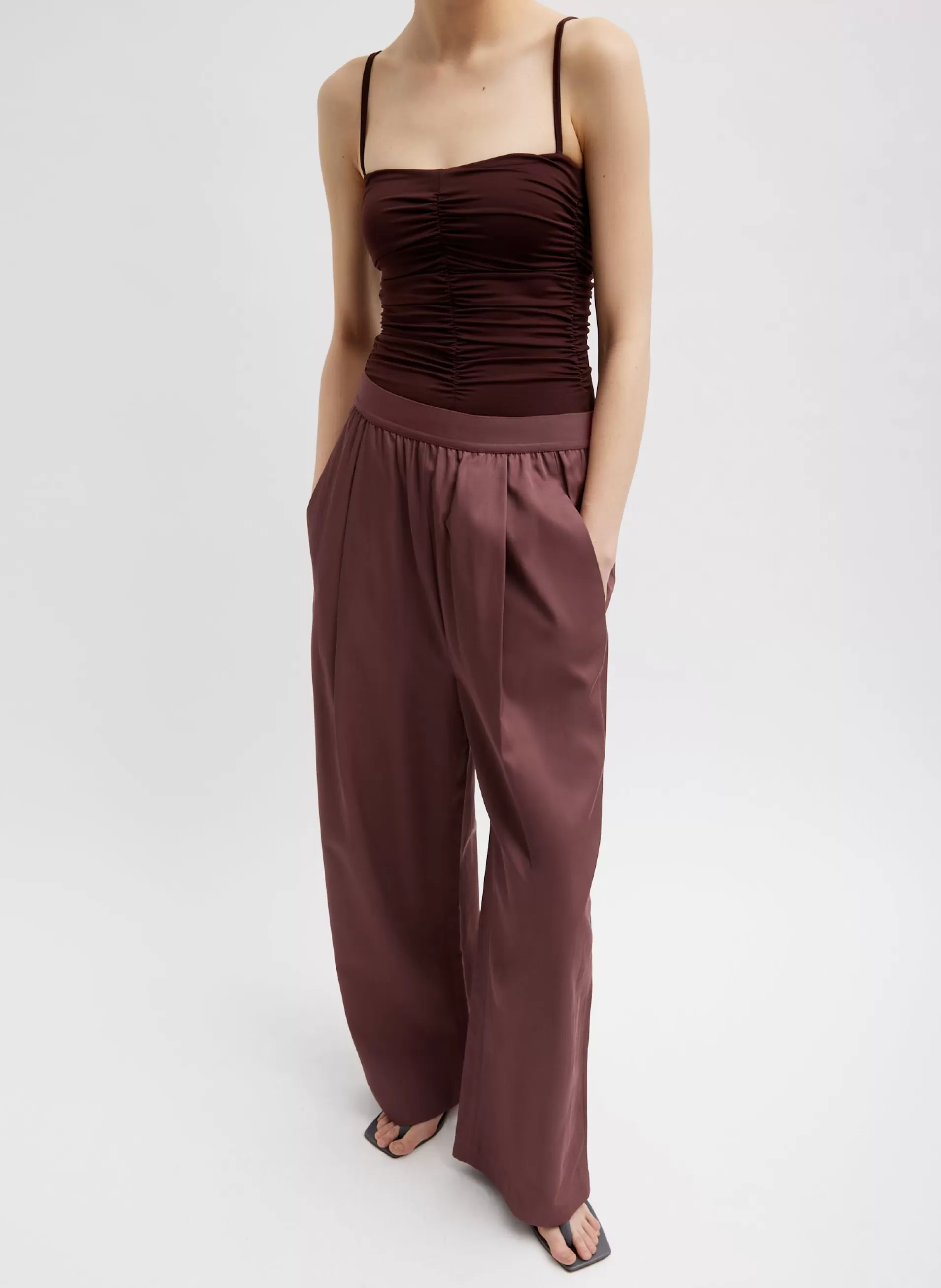 Best Sale Tibi Drapey Suiting Marit Pull On Pant Cinnamon