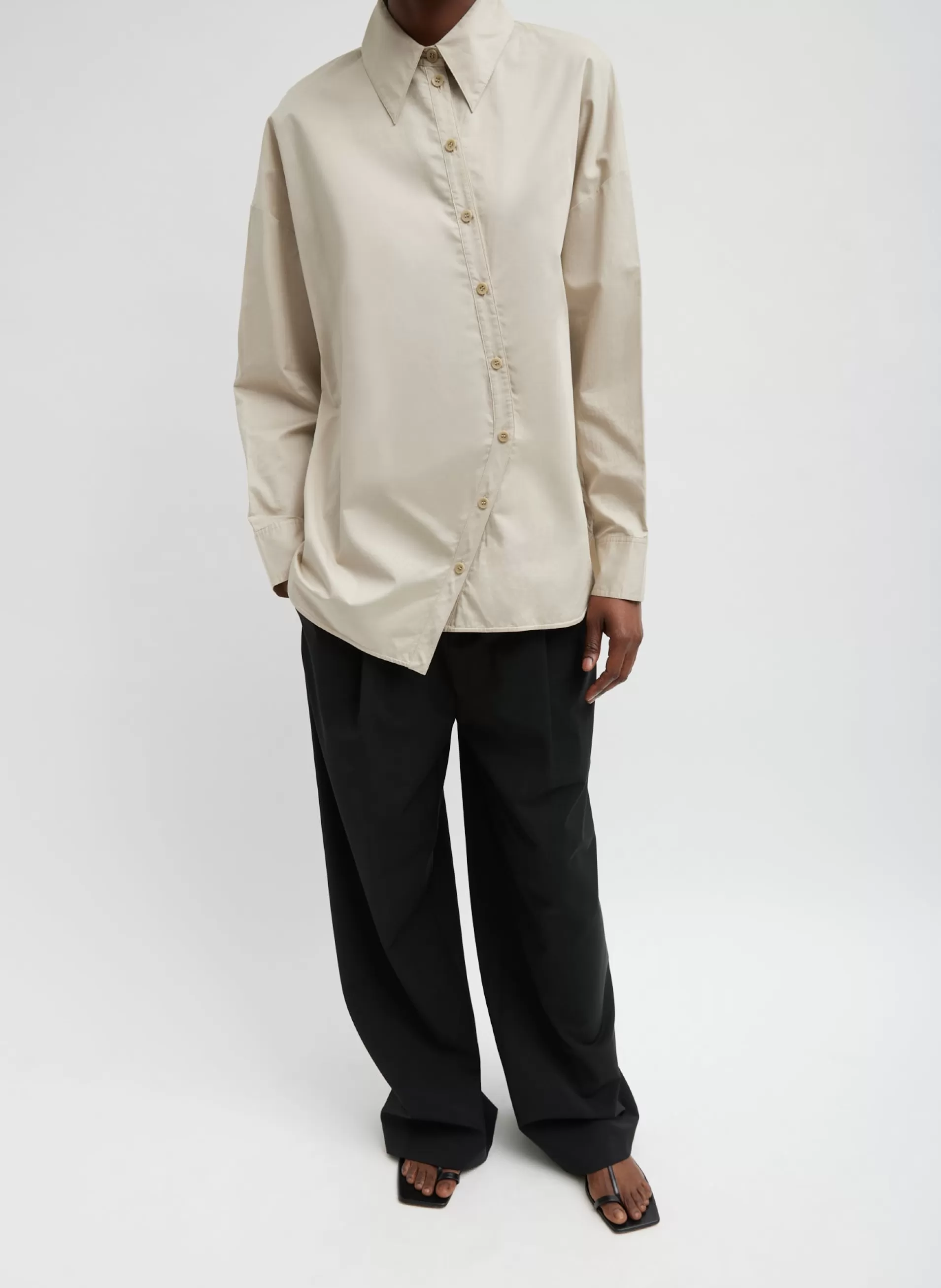Discount Tibi Eco Poplin Asymmetrical Shirt Ash