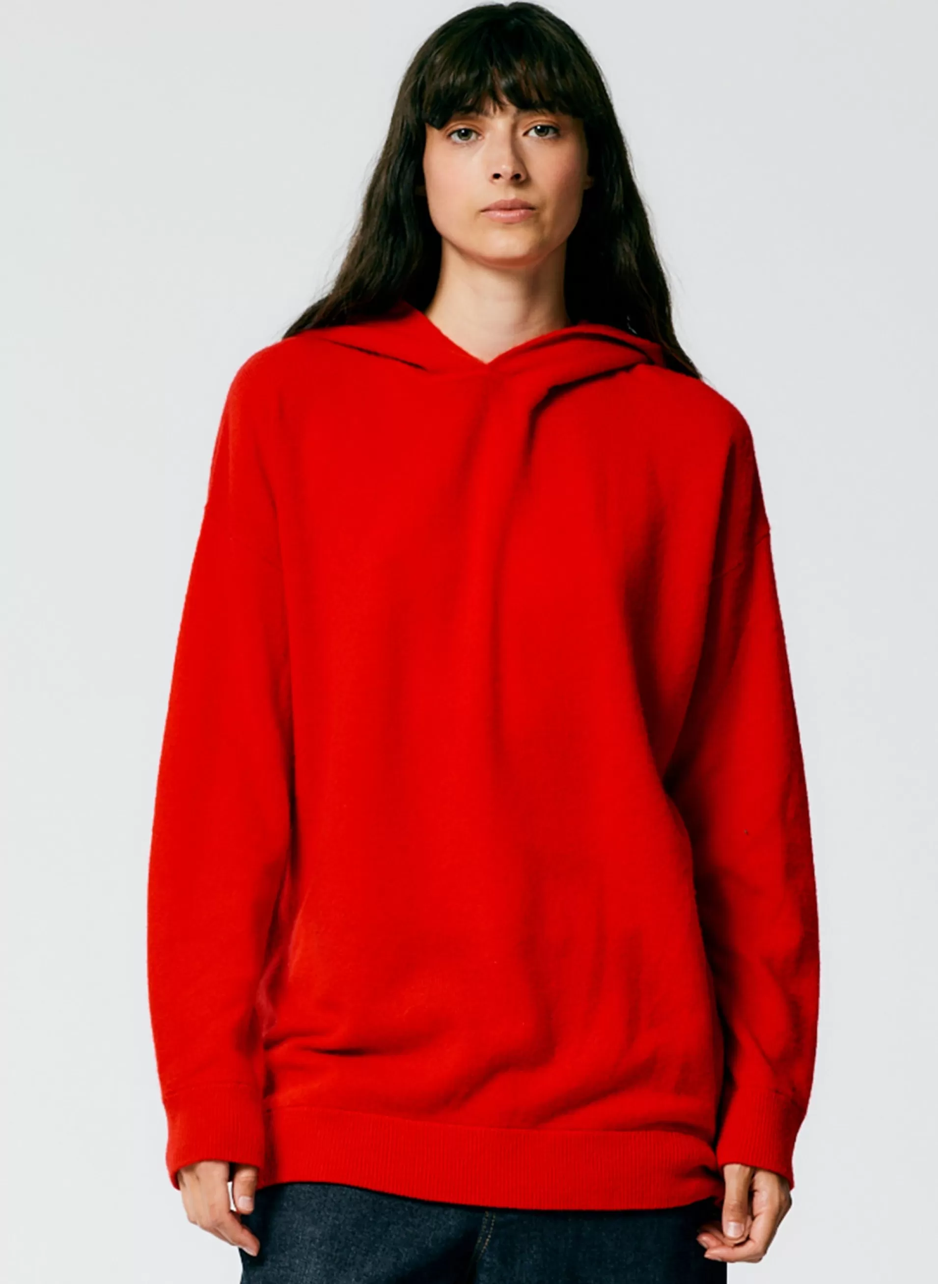 Best Tibi Feather Weight Cashmere Easy Mens Hoodie Red