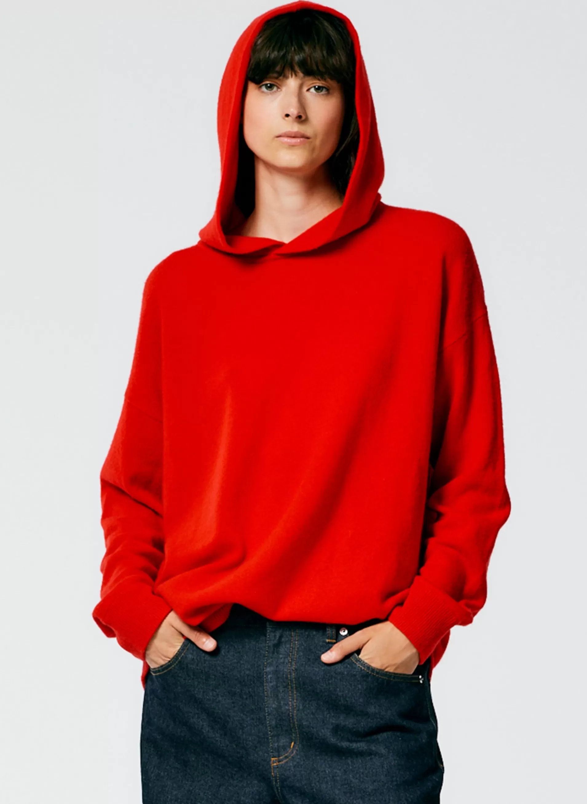 Best Tibi Feather Weight Cashmere Easy Mens Hoodie Red