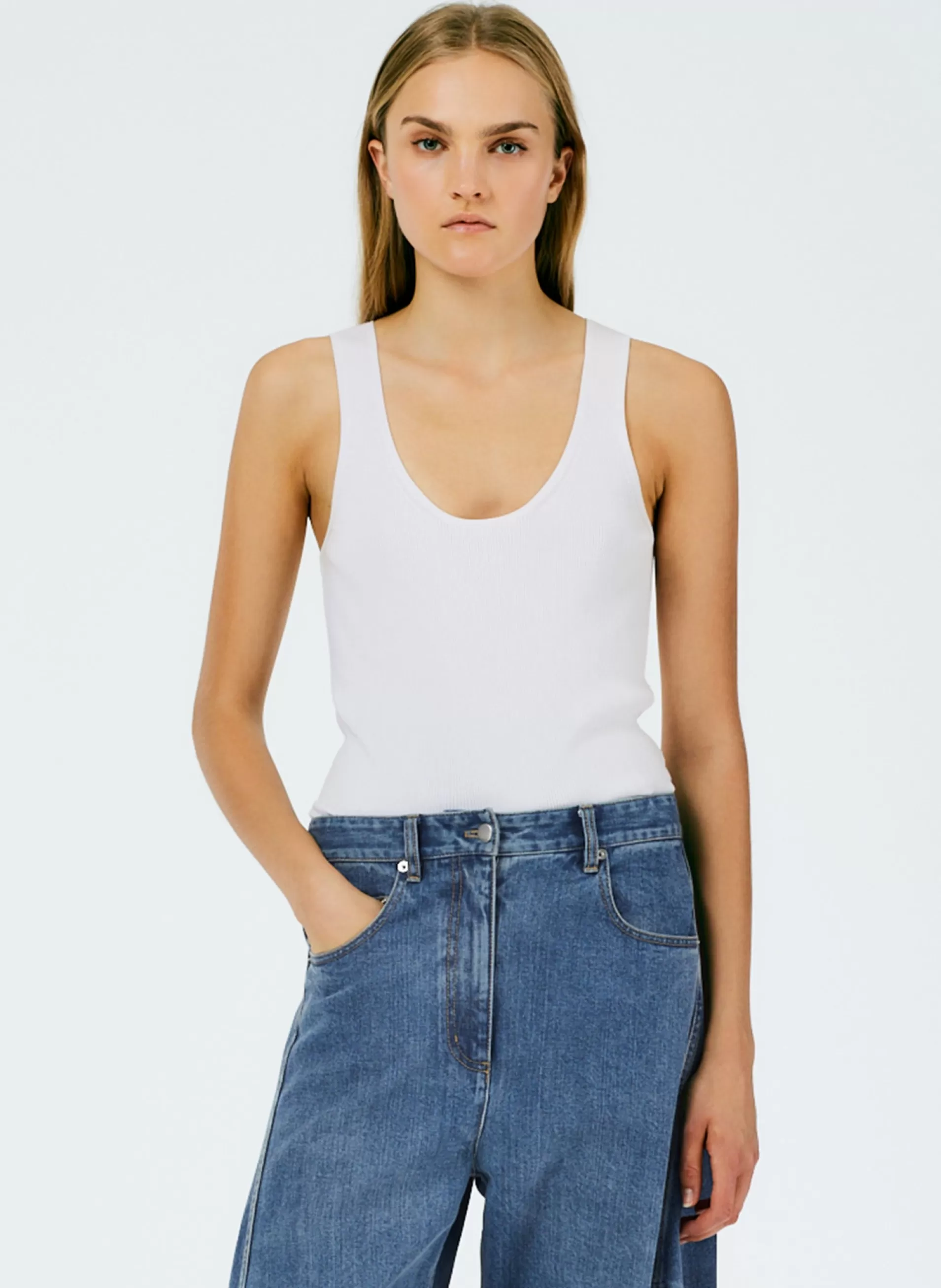 Cheap Tibi Giselle Tank Sweater White