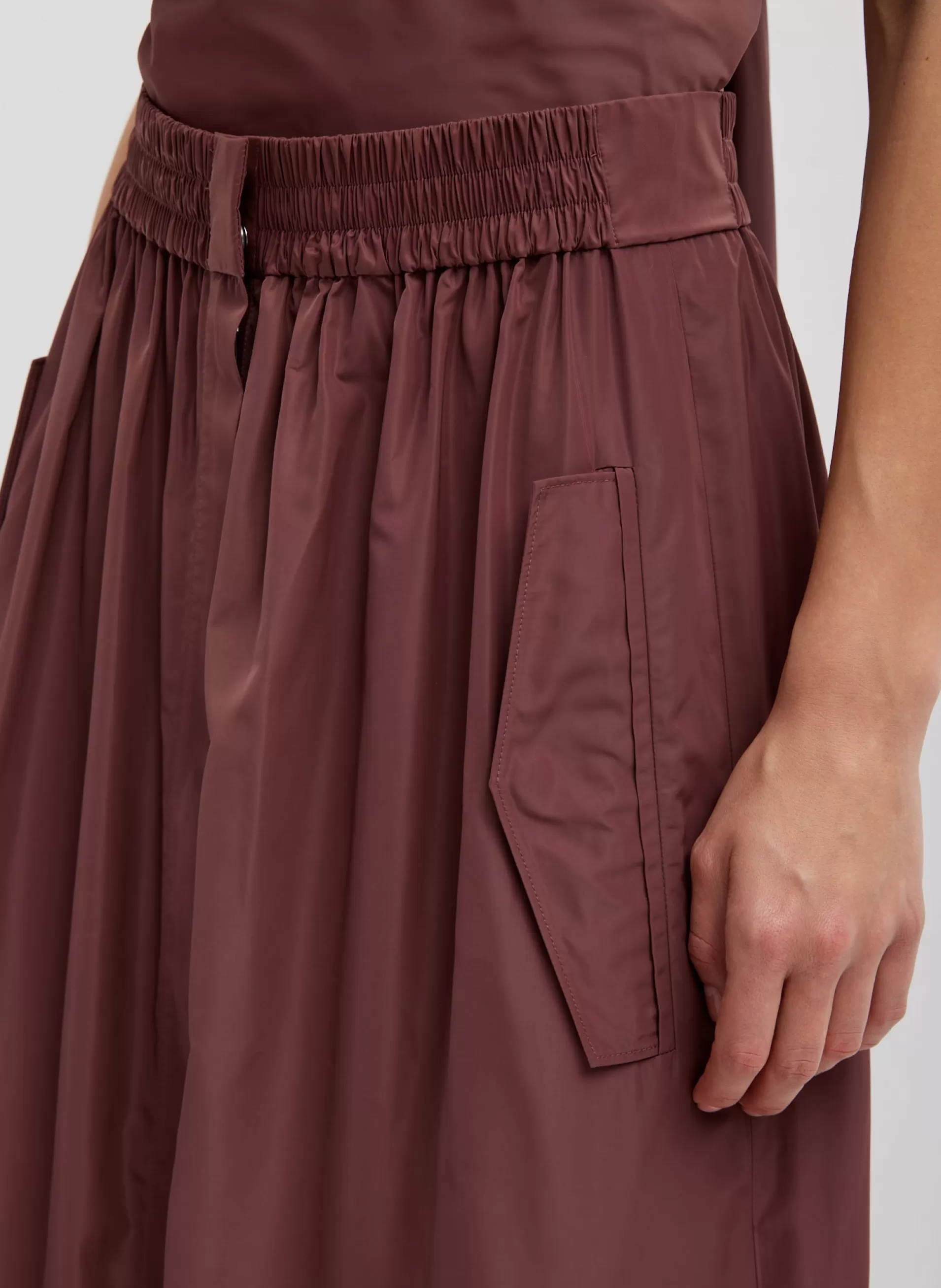 Online Tibi Italian Sporty Nylon Full Skirt Cinnamon