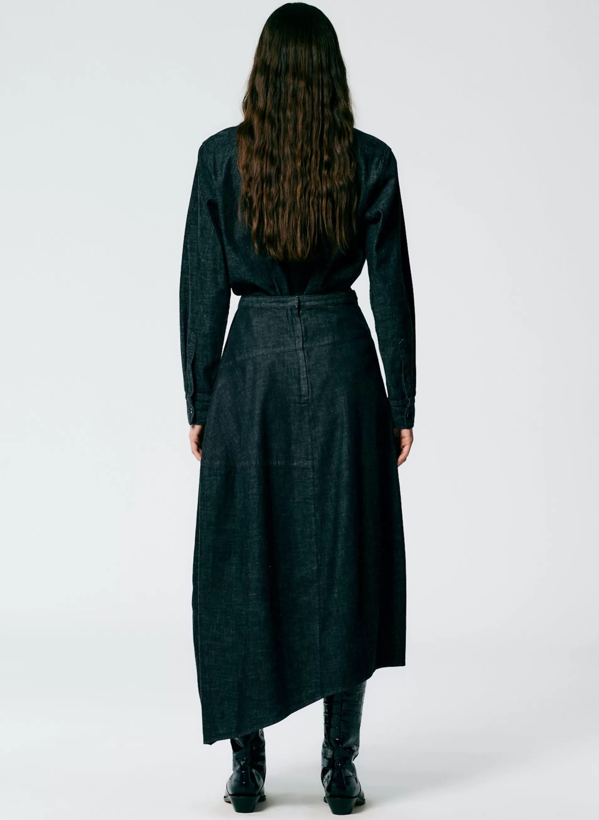Discount Tibi Light Weight Stone Washed Denim Asymmetrical Balloon Skirt - Petite Black