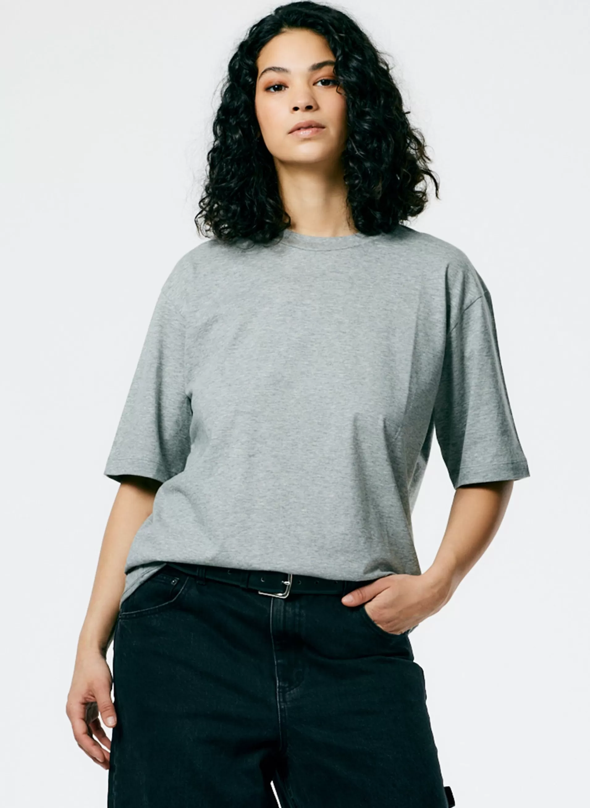 Flash Sale Tibi Mock Neck Unisex T-Shirt Heather Grey