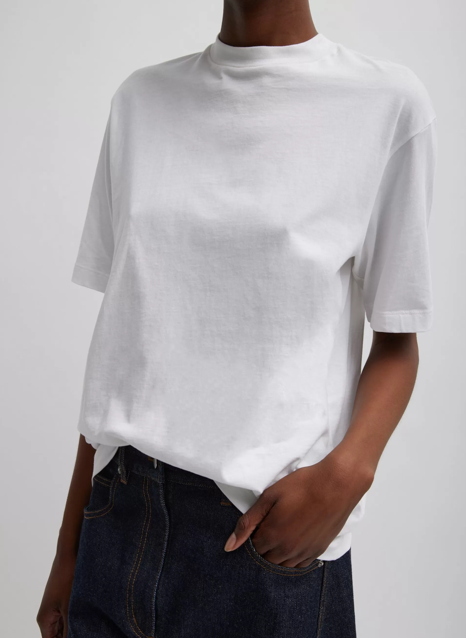 Sale Tibi Mock Neck Unisex T-Shirt White