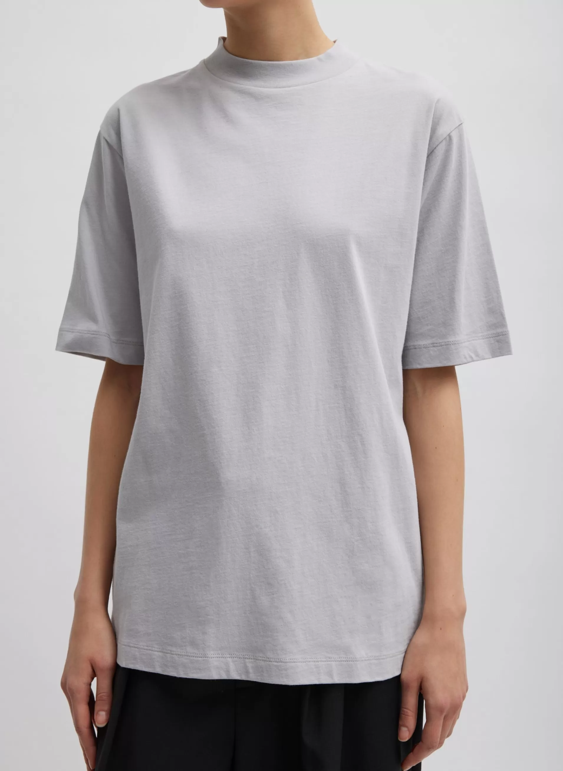 Online Tibi Mock Neck Unisex T-Shirt Greystone