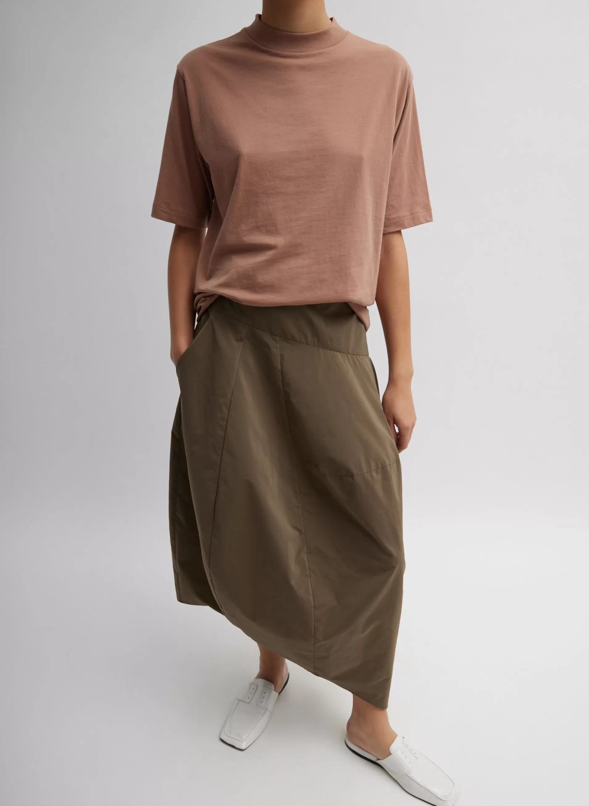Clearance Tibi Mock Neck Unisex T-Shirt Butterscotch