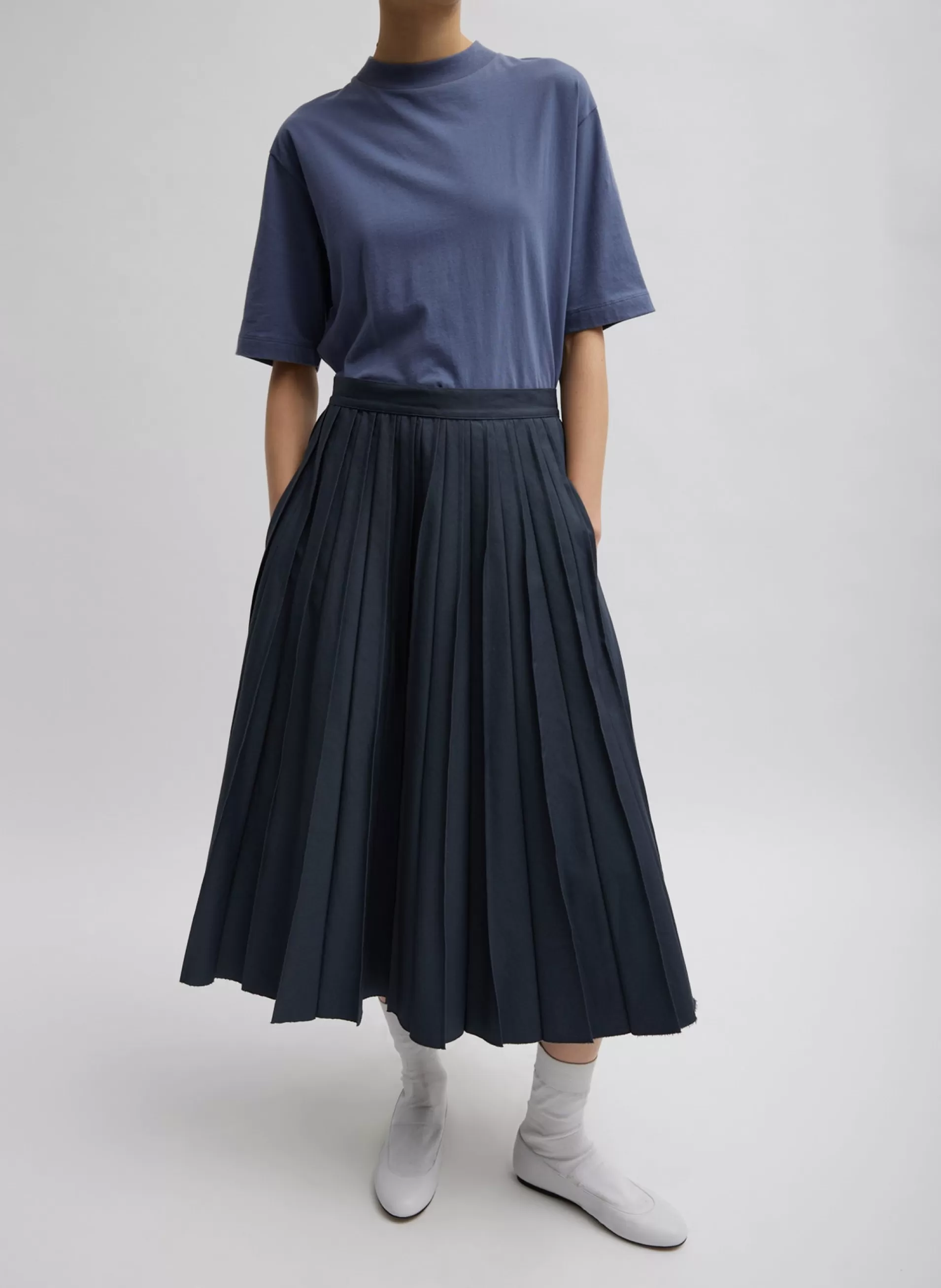 Hot Tibi Mock Neck Unisex T-Shirt Dusty Navy