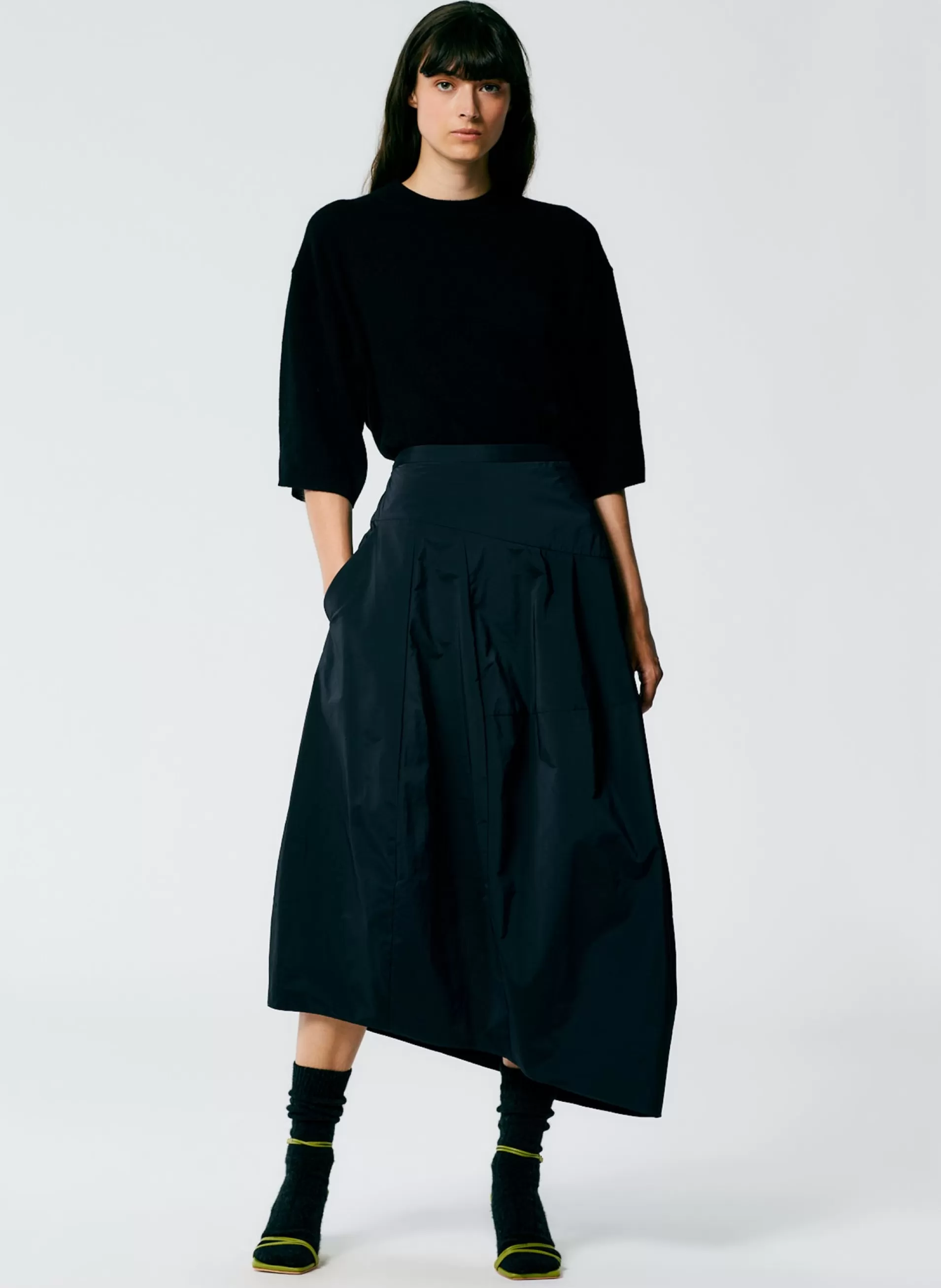 Best Sale Tibi Nylon Asymmetrical Balloon Skirt Navy