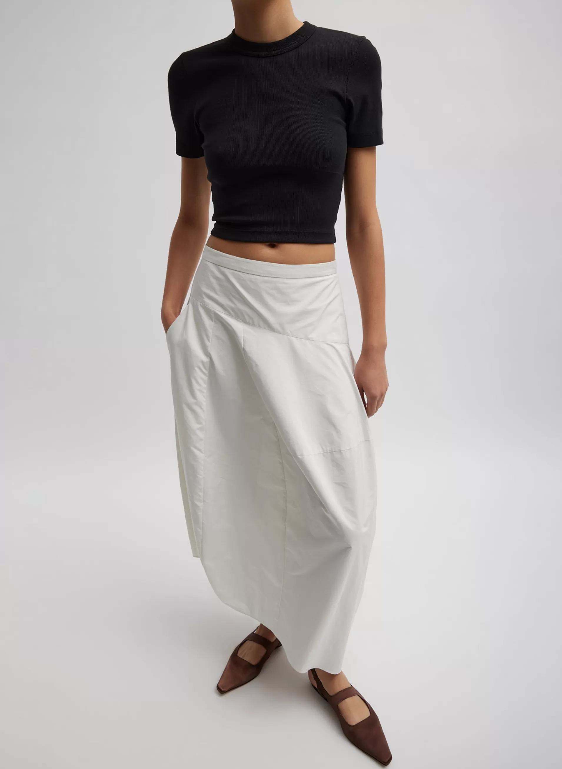 Clearance Tibi Nylon Asymmetrical Balloon Skirt White