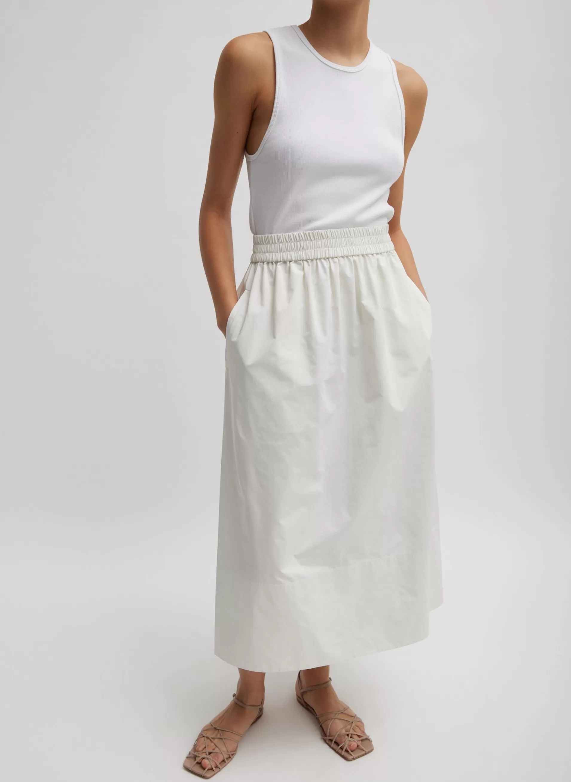 Flash Sale Tibi Nylon Pull On Full Skirt White