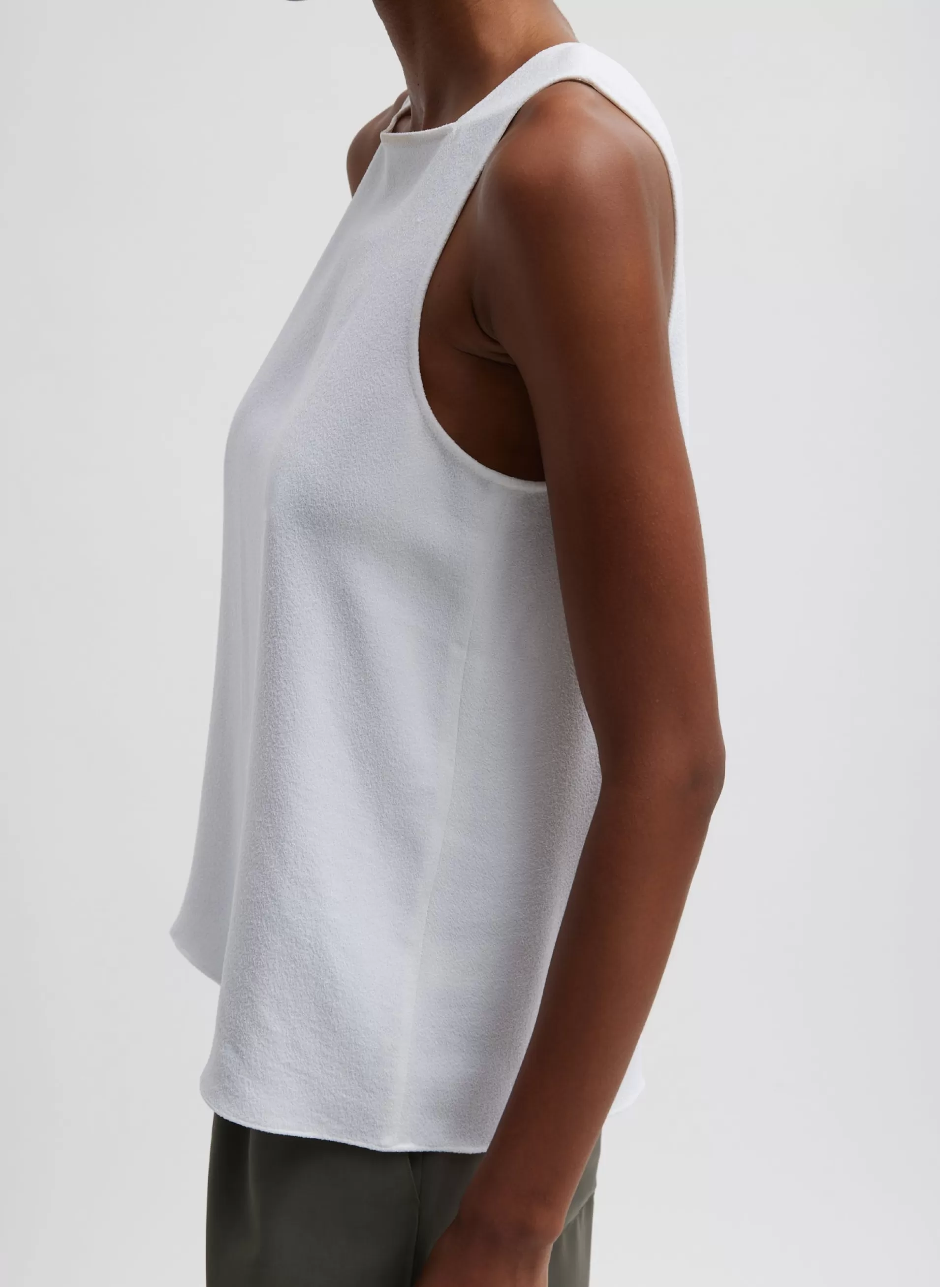 Cheap Tibi Pebble Sable Square Neck Cross Back Tank White