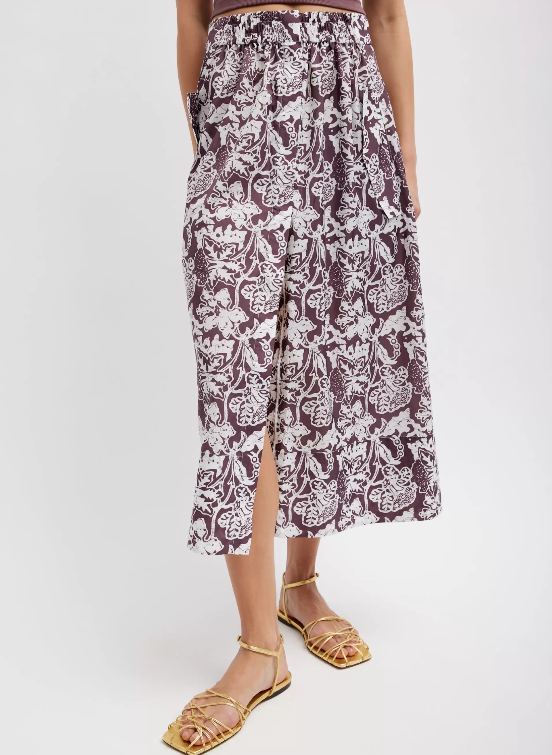 Sale Tibi Recycled Nylon Batik Full Skirt Cinnamon Multi