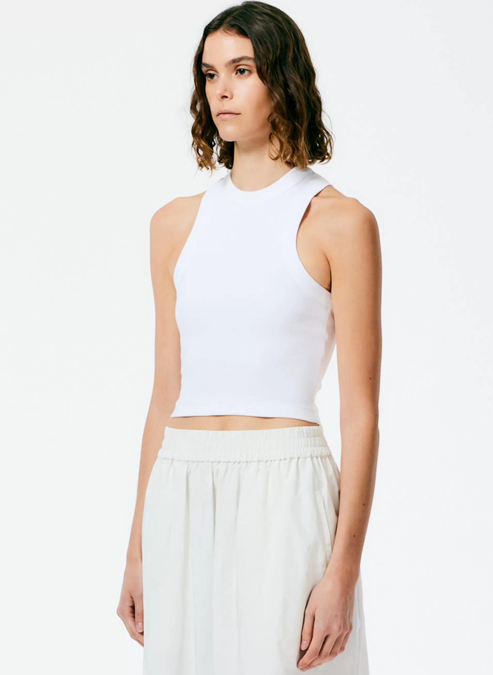 Cheap Tibi Ribbed T-Shirt Cropped Tank White