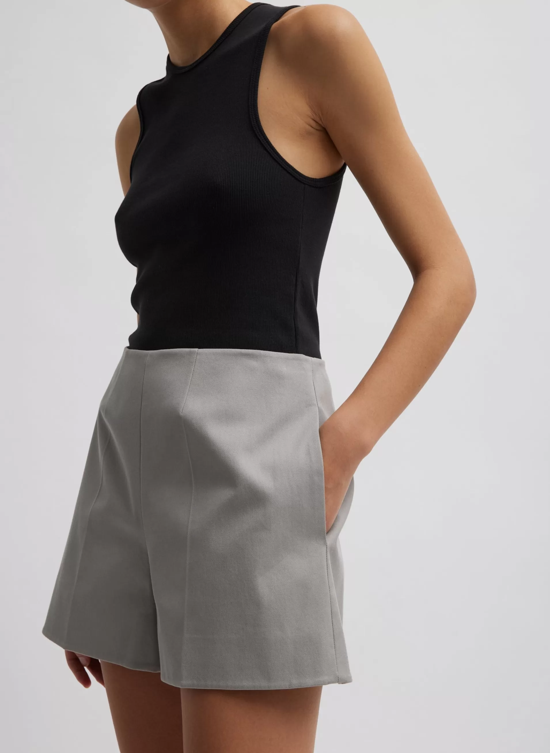 Online Tibi Ribbed T-Shirt Tank Black