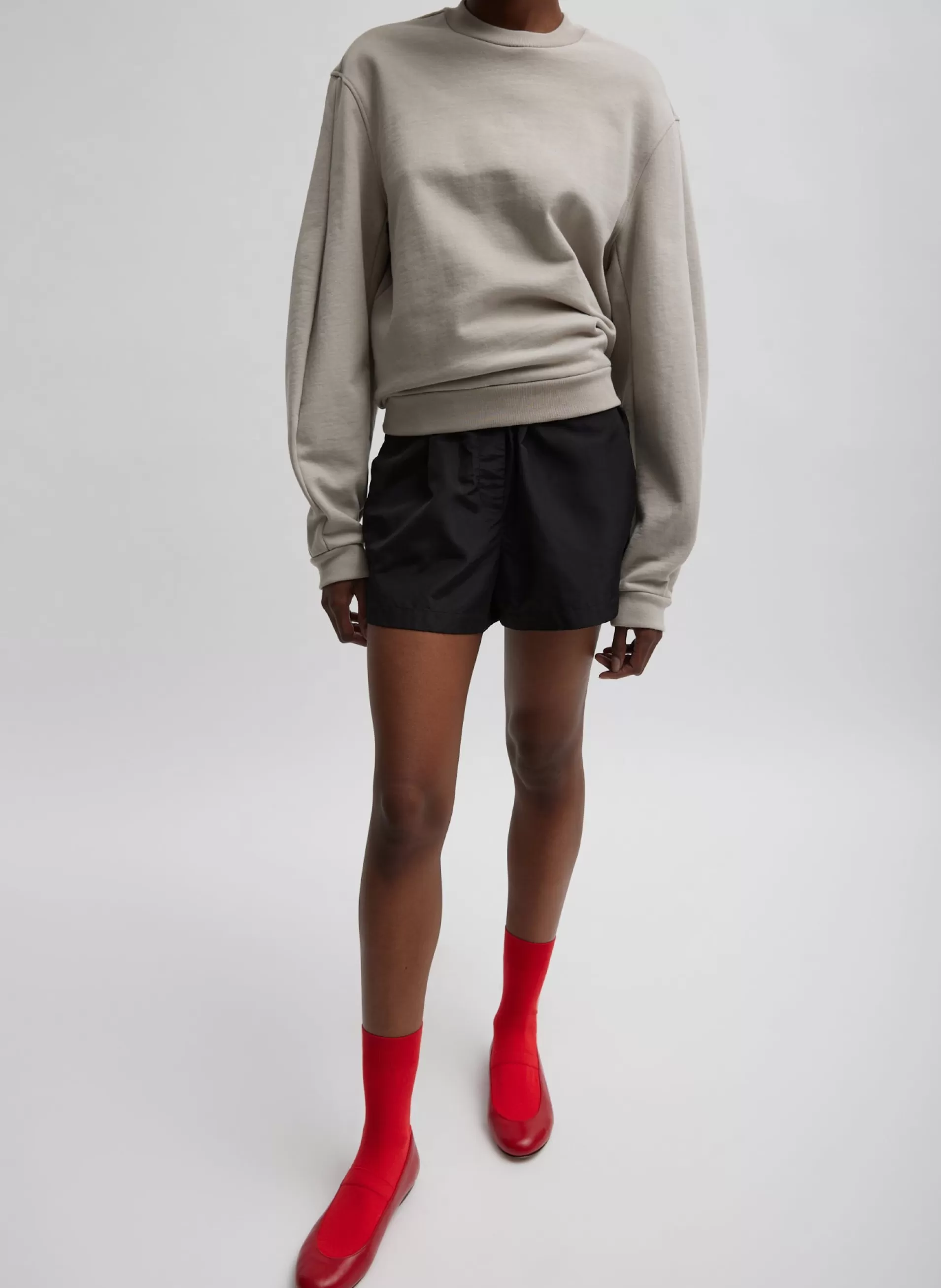 Best Tibi Sculpted Long Sleeve Sweatshirt Light Stone