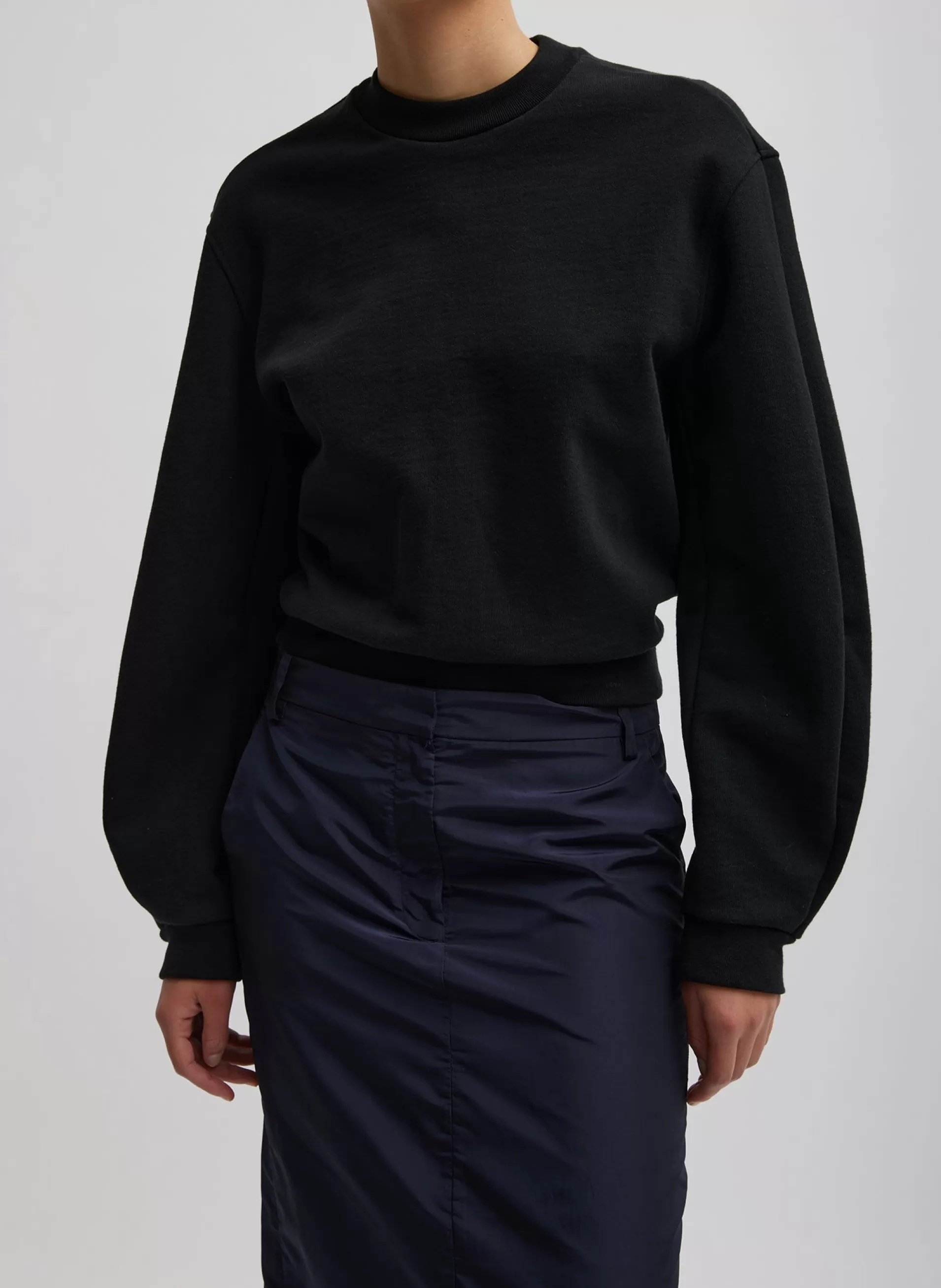 Discount Tibi Sculpted Long Sleeve Sweatshirt Black