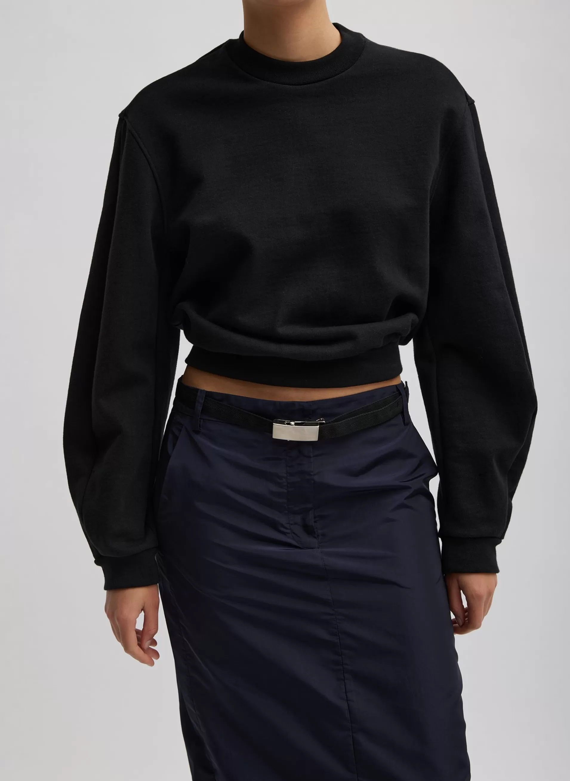 Discount Tibi Sculpted Long Sleeve Sweatshirt Black