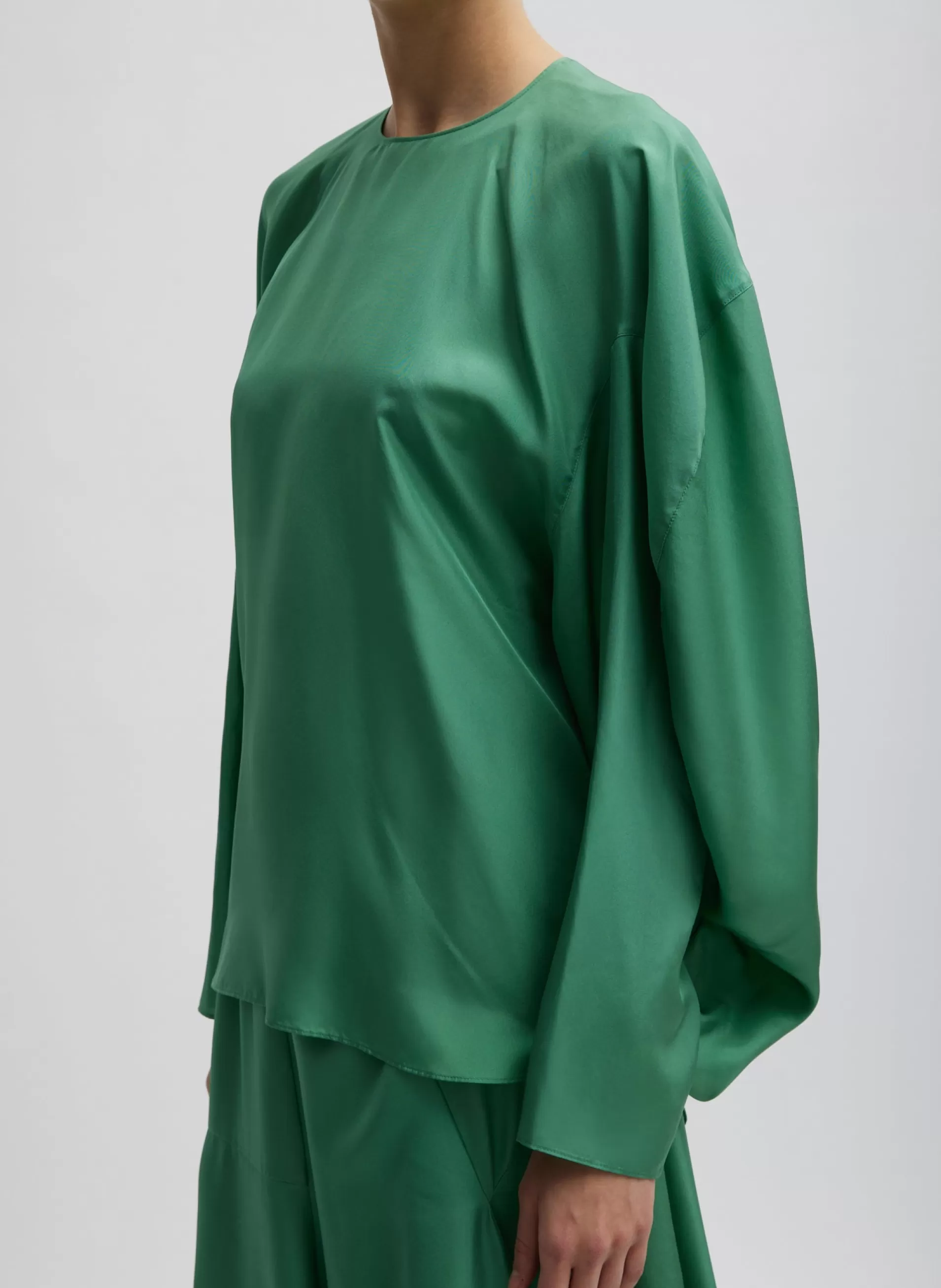 Clearance Tibi Silk Habutai Circular Top Green Tea