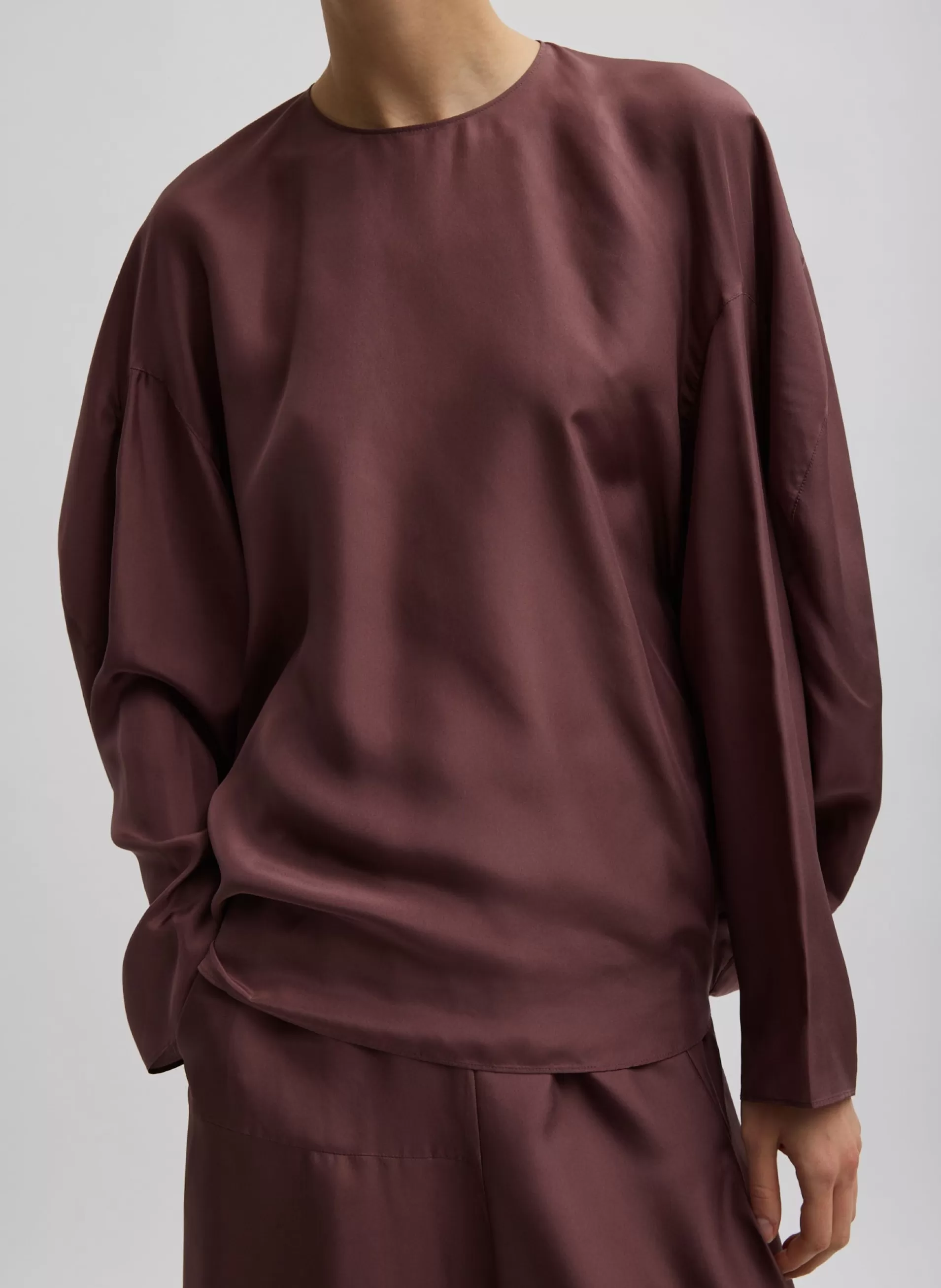 Sale Tibi Silk Habutai Circular Top Cinnamon