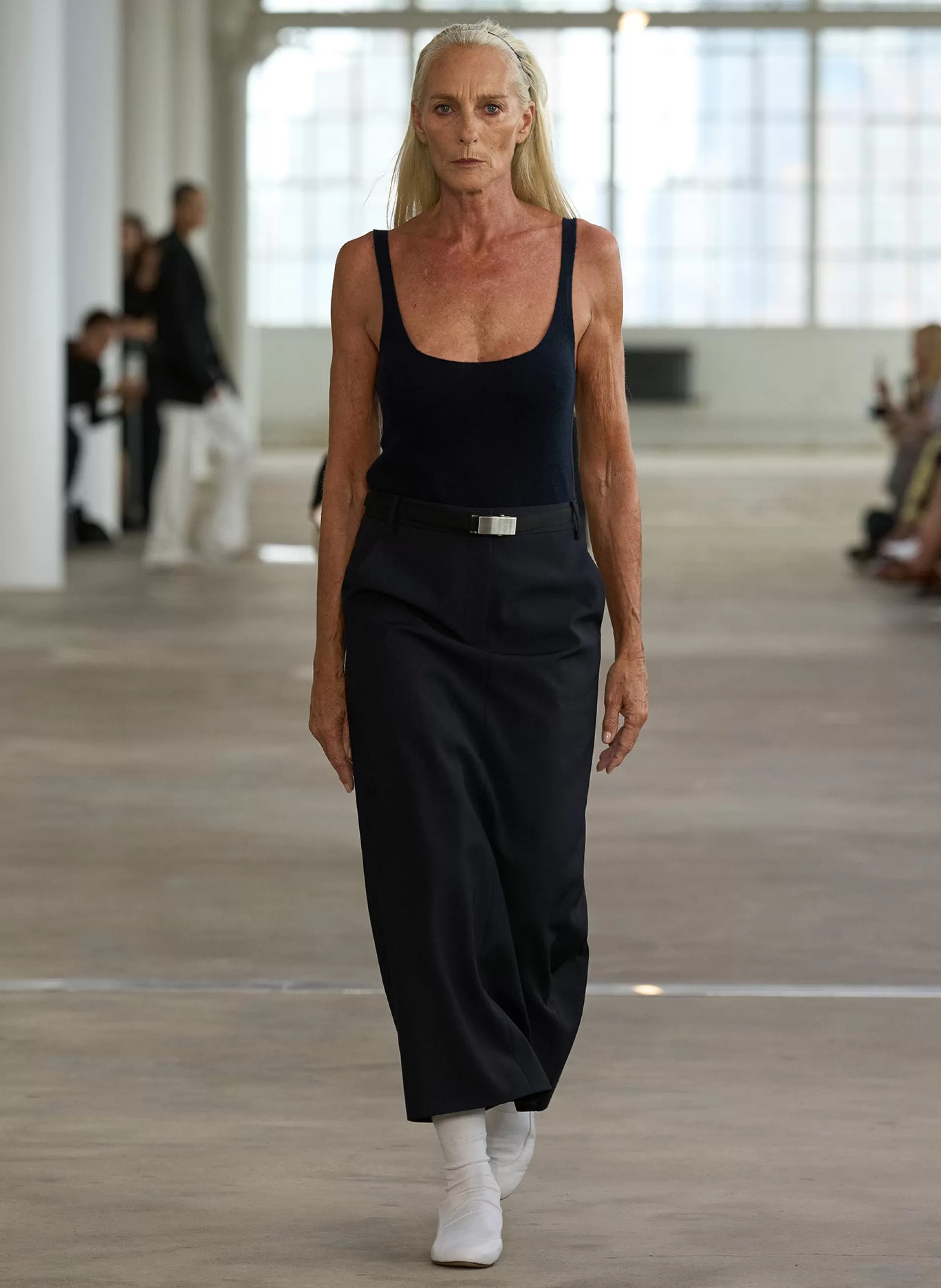 Store Tibi Silk Nylon Maxi Skirt Navy