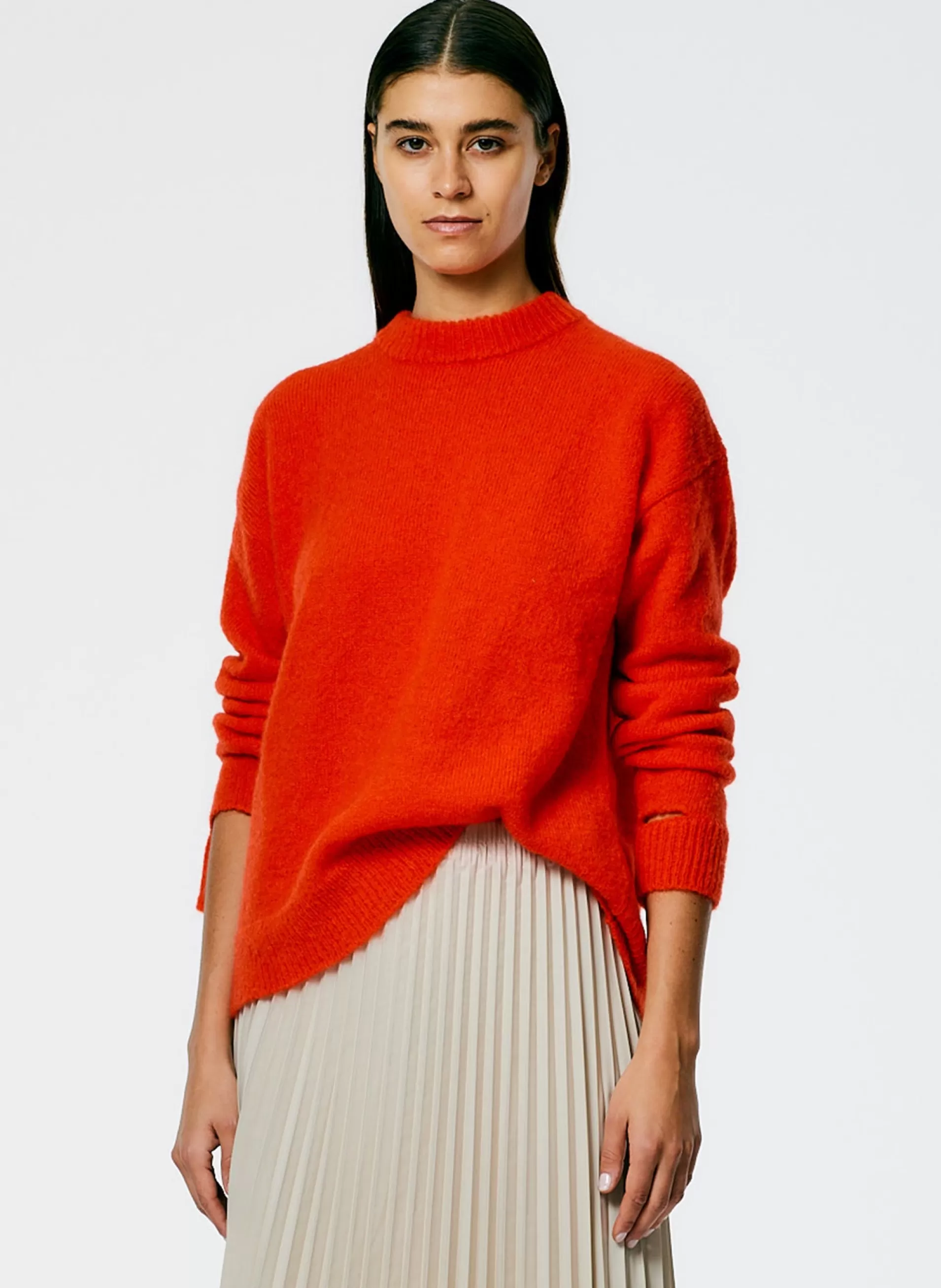 Cheap Tibi Soft Mohair Crewneck Easy Pullover Red