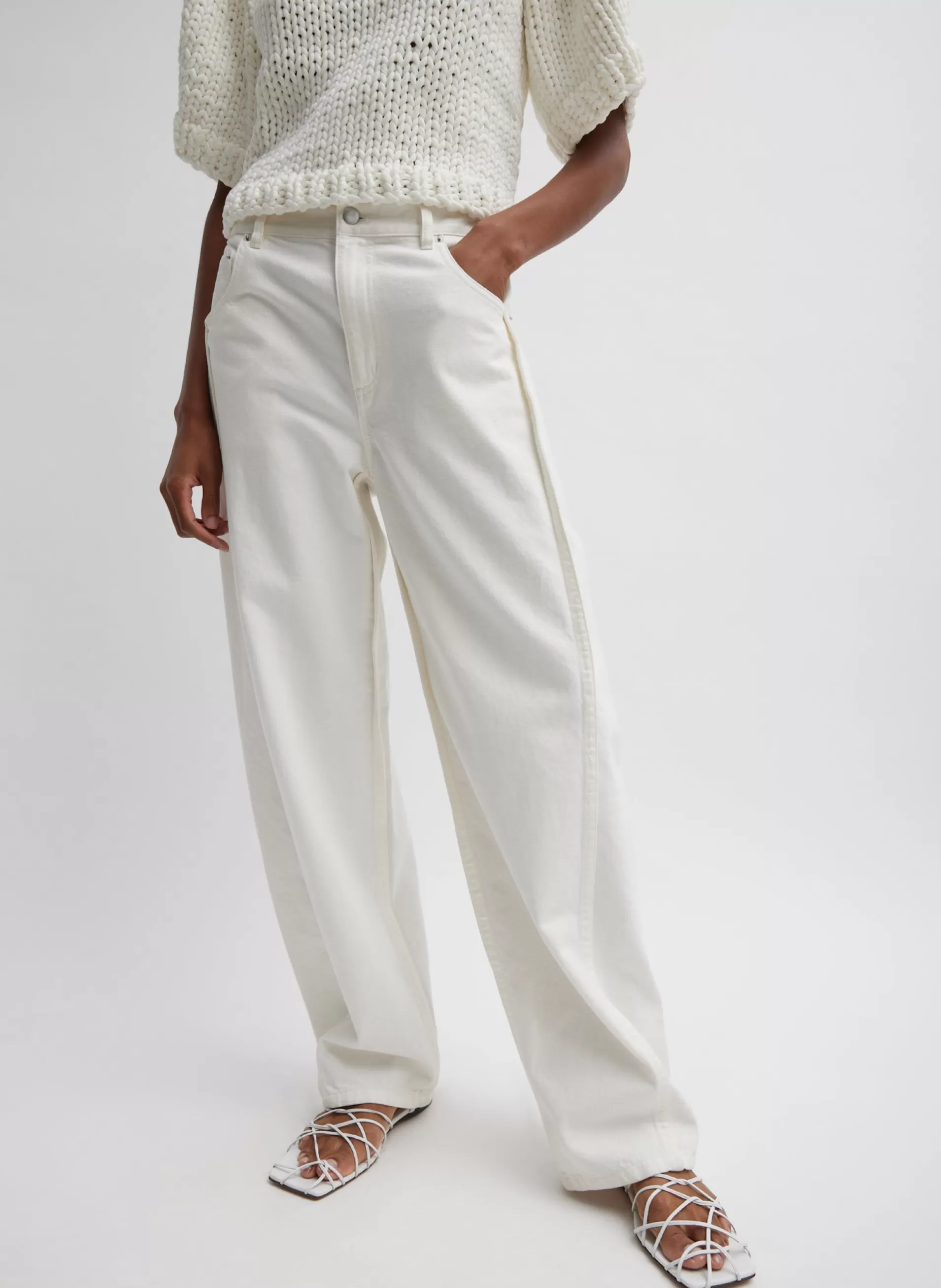 Sale Tibi Spring Denim Tuck Jean White