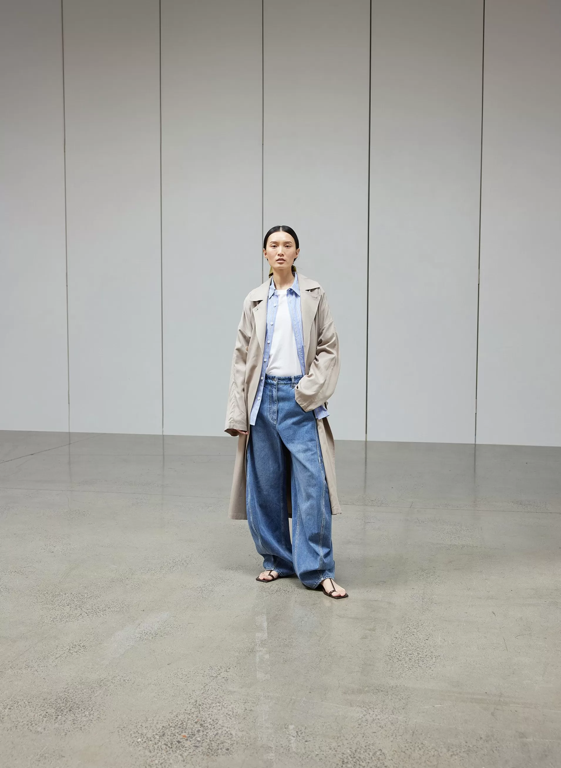 Discount Tibi Striped Shirting Gabe Oversized Shirt Blue Multi